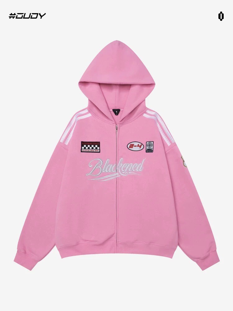 OVDY 美式字體圖標拉鍊外套