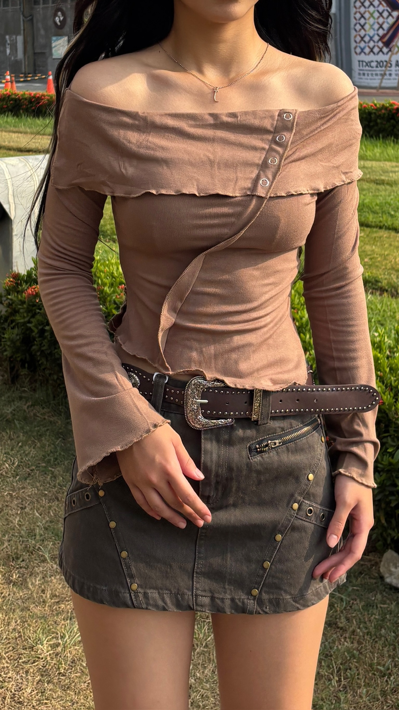 復古卯釘短裙 (2colors)