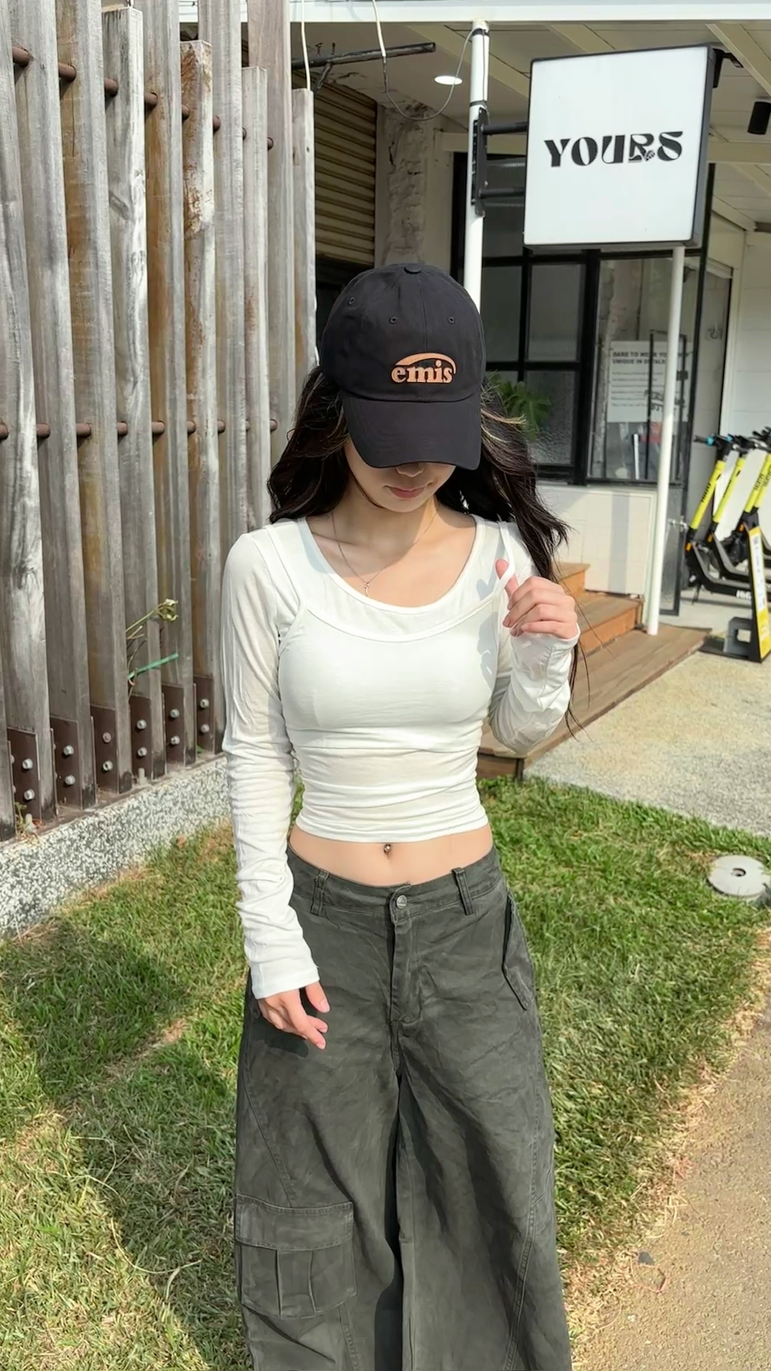 微辣露腰綁繩薄長袖 (2colors)