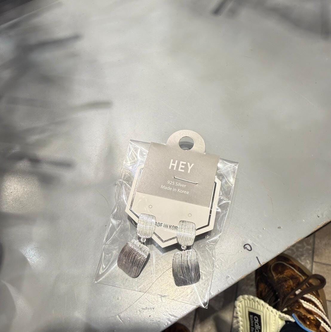 HM5160 ⚪925 刻線幾何方形耳環