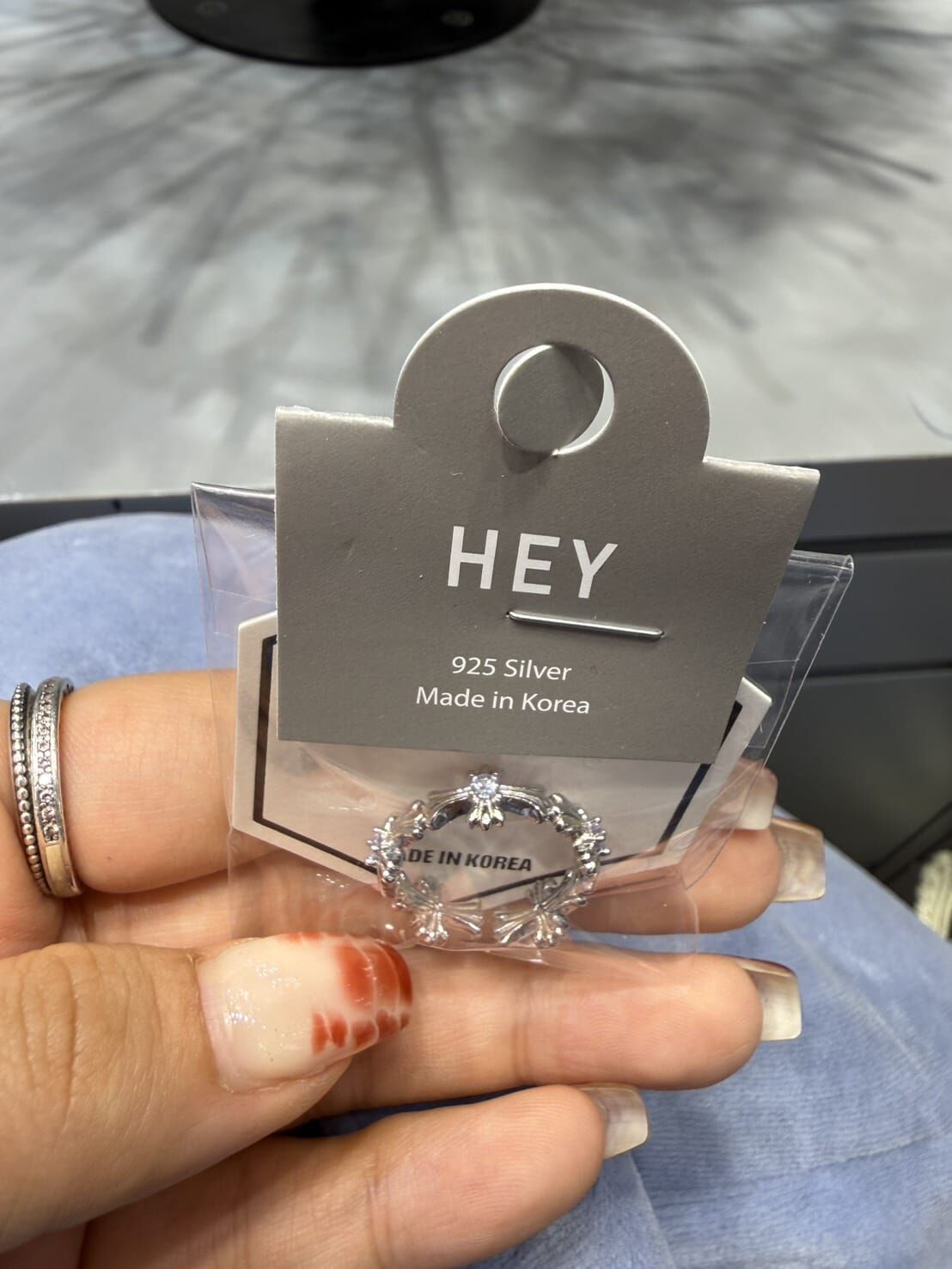 HM5161 ⚪925  克羅心十字閃鑽戒指