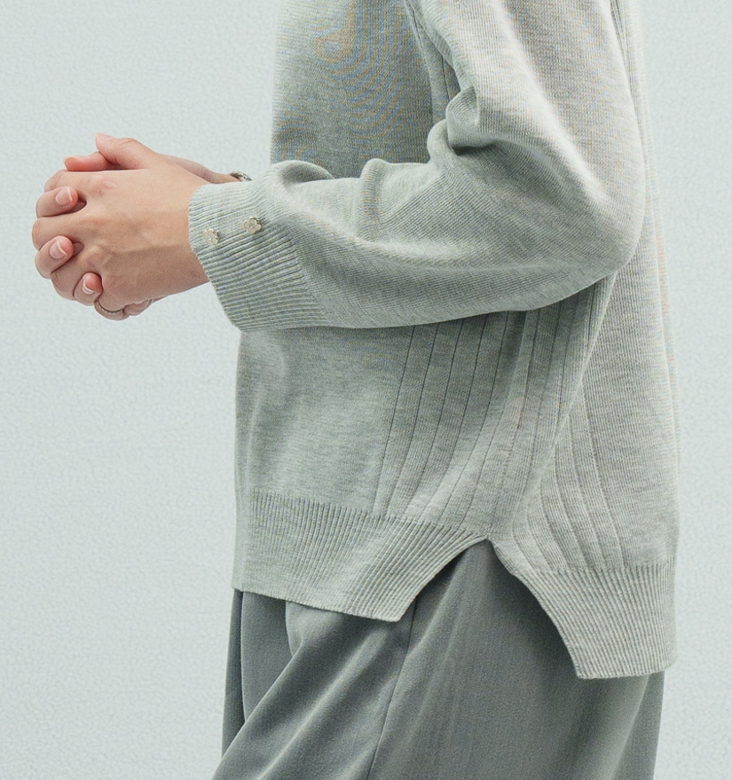 前短後長層次感設計針織上衣