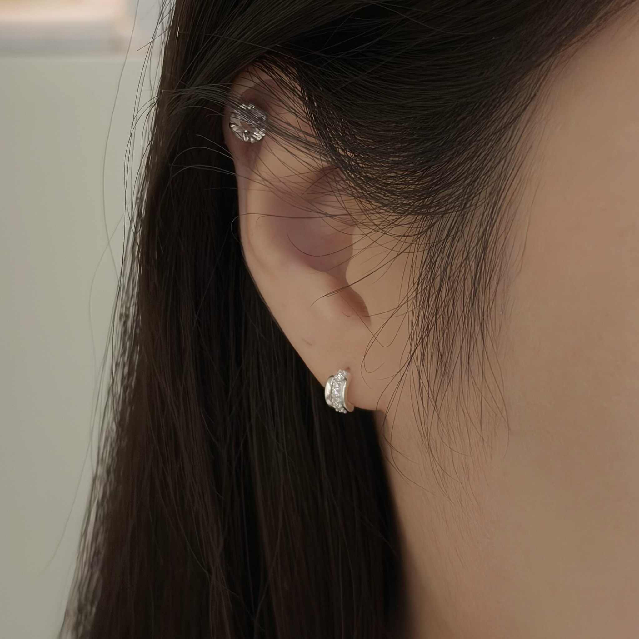 Y275排鑽半圓環純銀鎖針