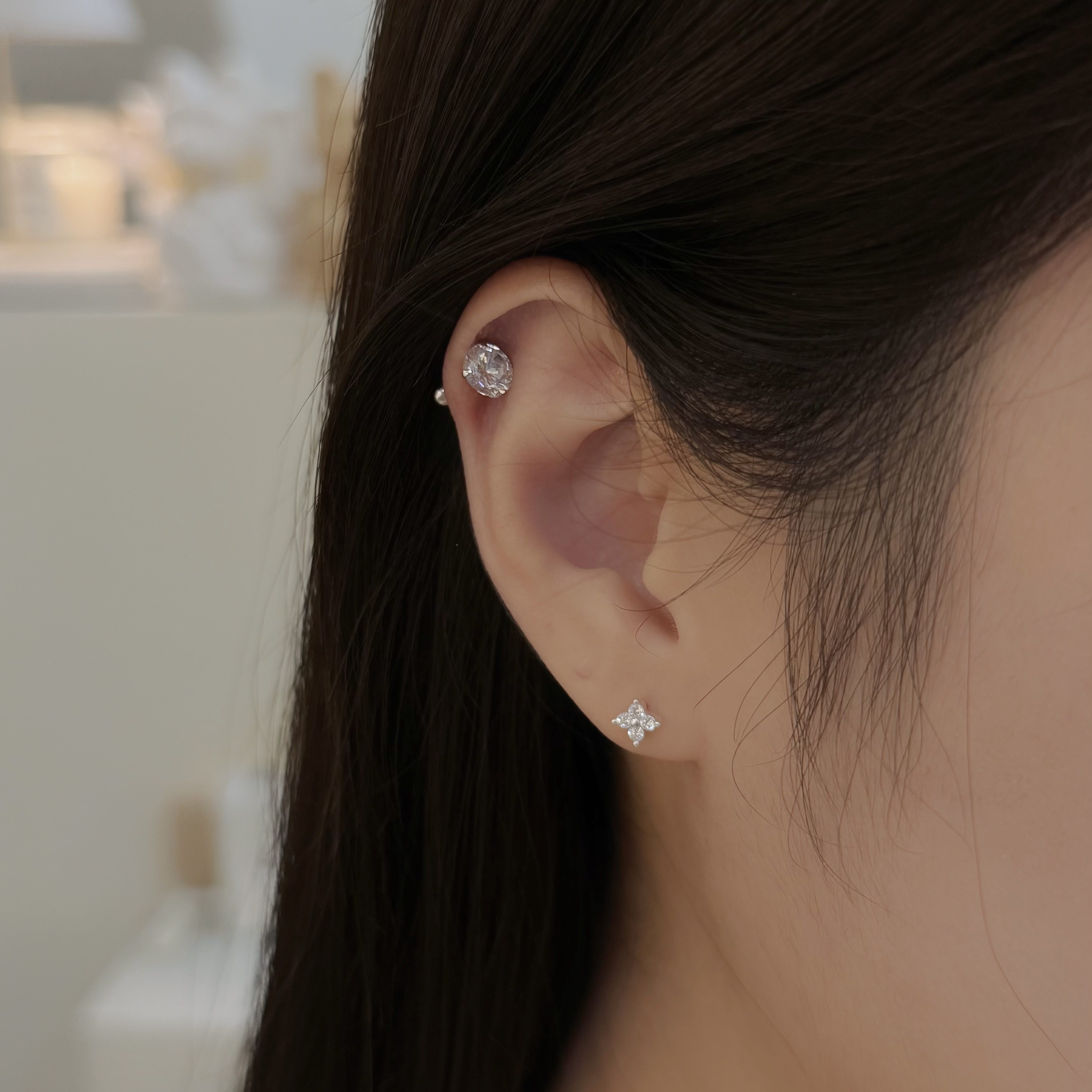 Y264鋯石四葉草純銀鎖針