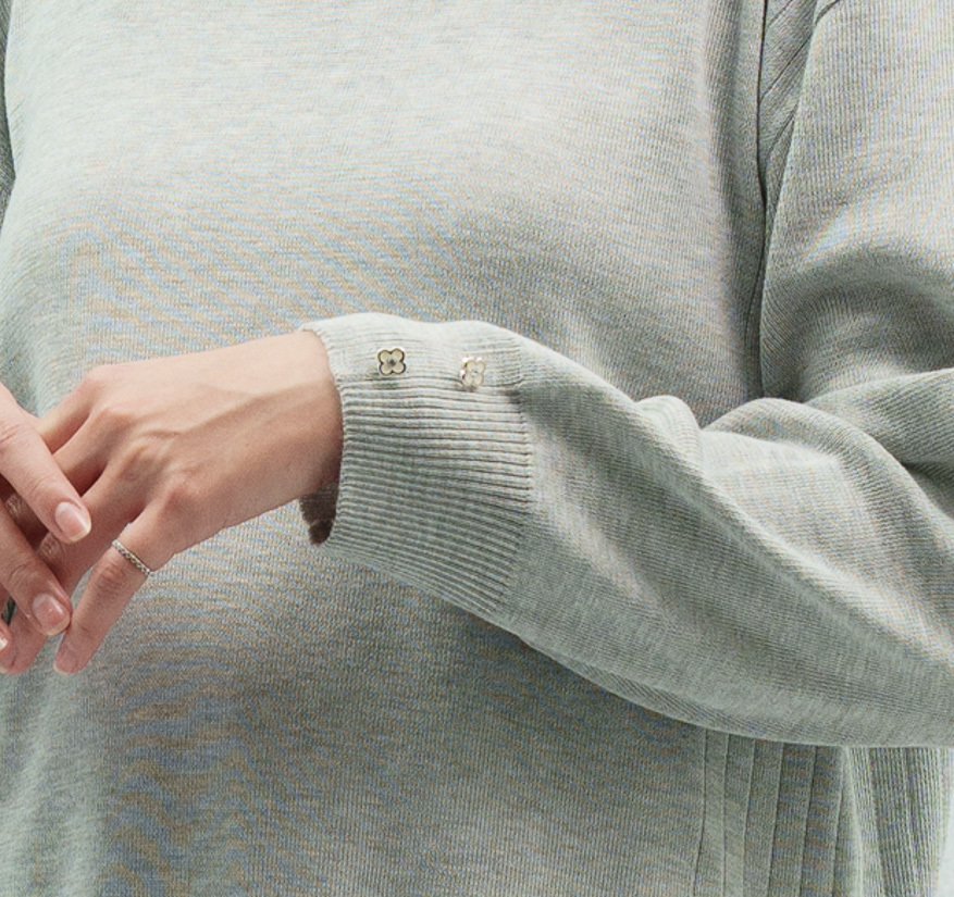 袖口鑽扣設計針織上衣