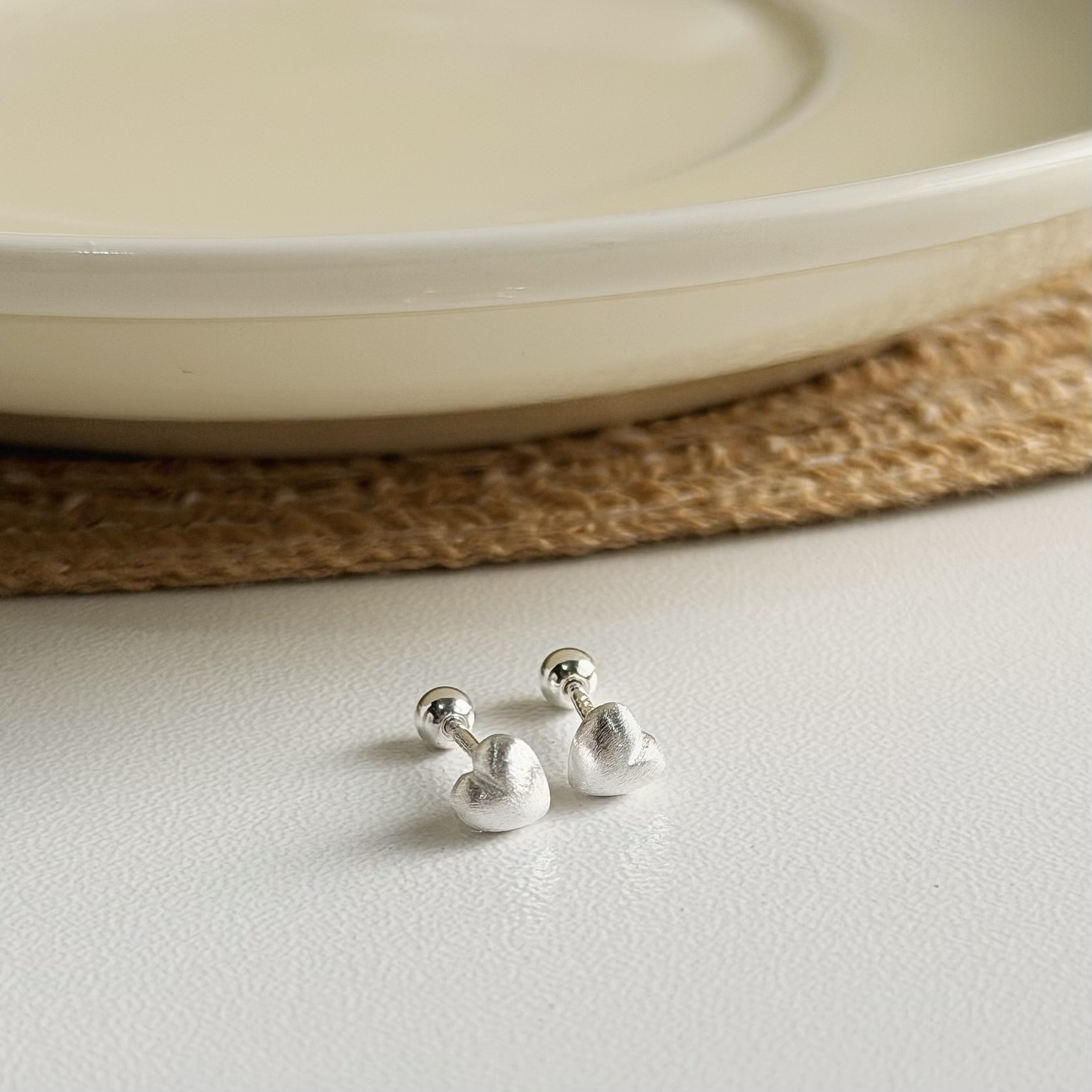 Y272霧面拉絲愛心純銀鎖針