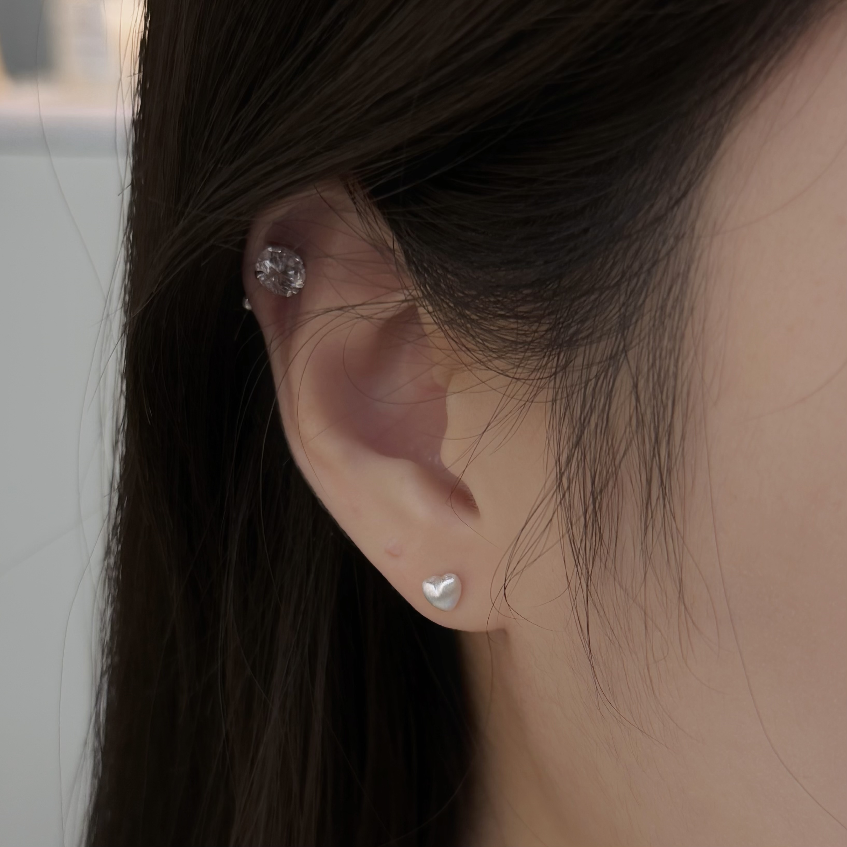 Y272霧面拉絲愛心純銀鎖針