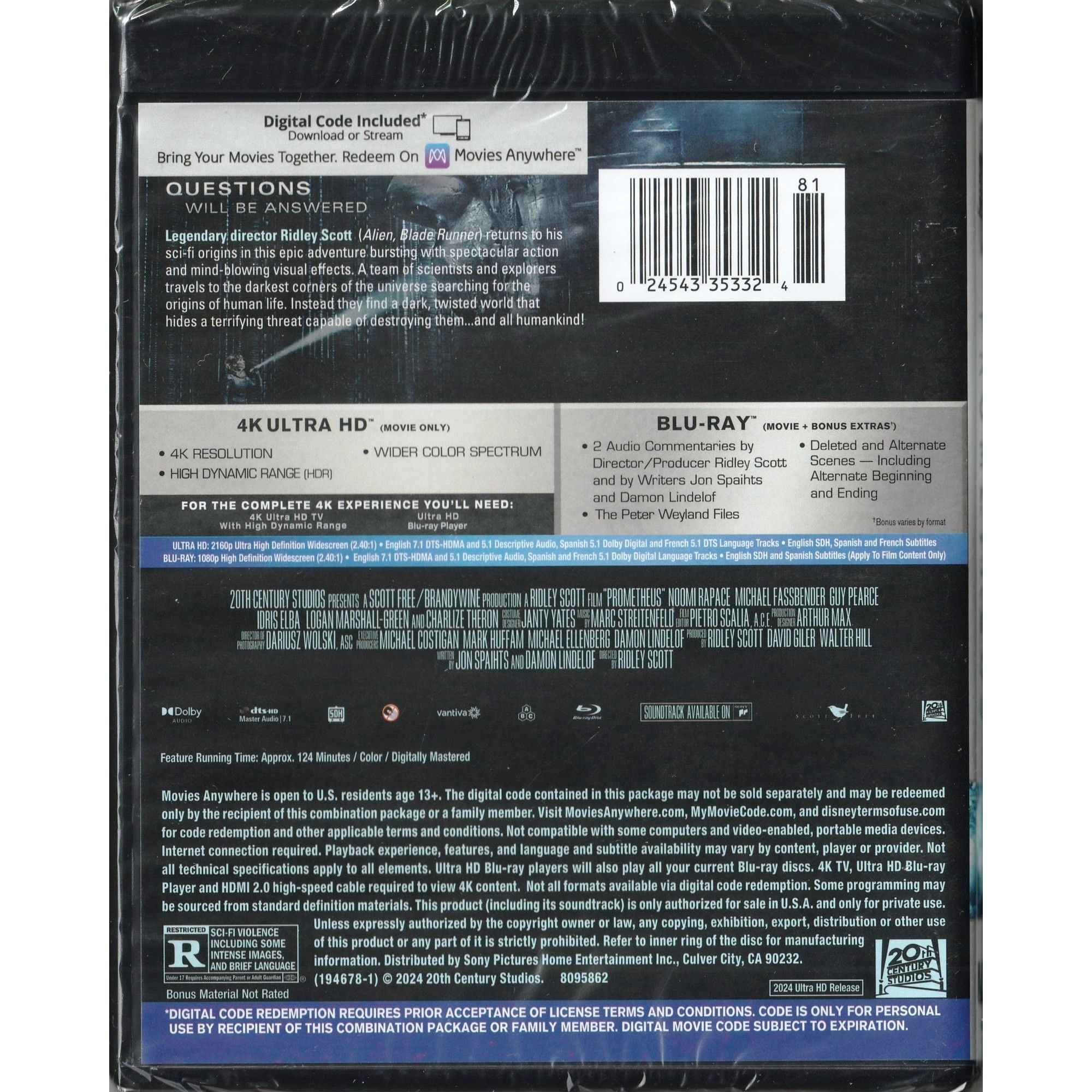 Prometheus (2012) (4K Ultra HD + Blu-ray) (US Version)