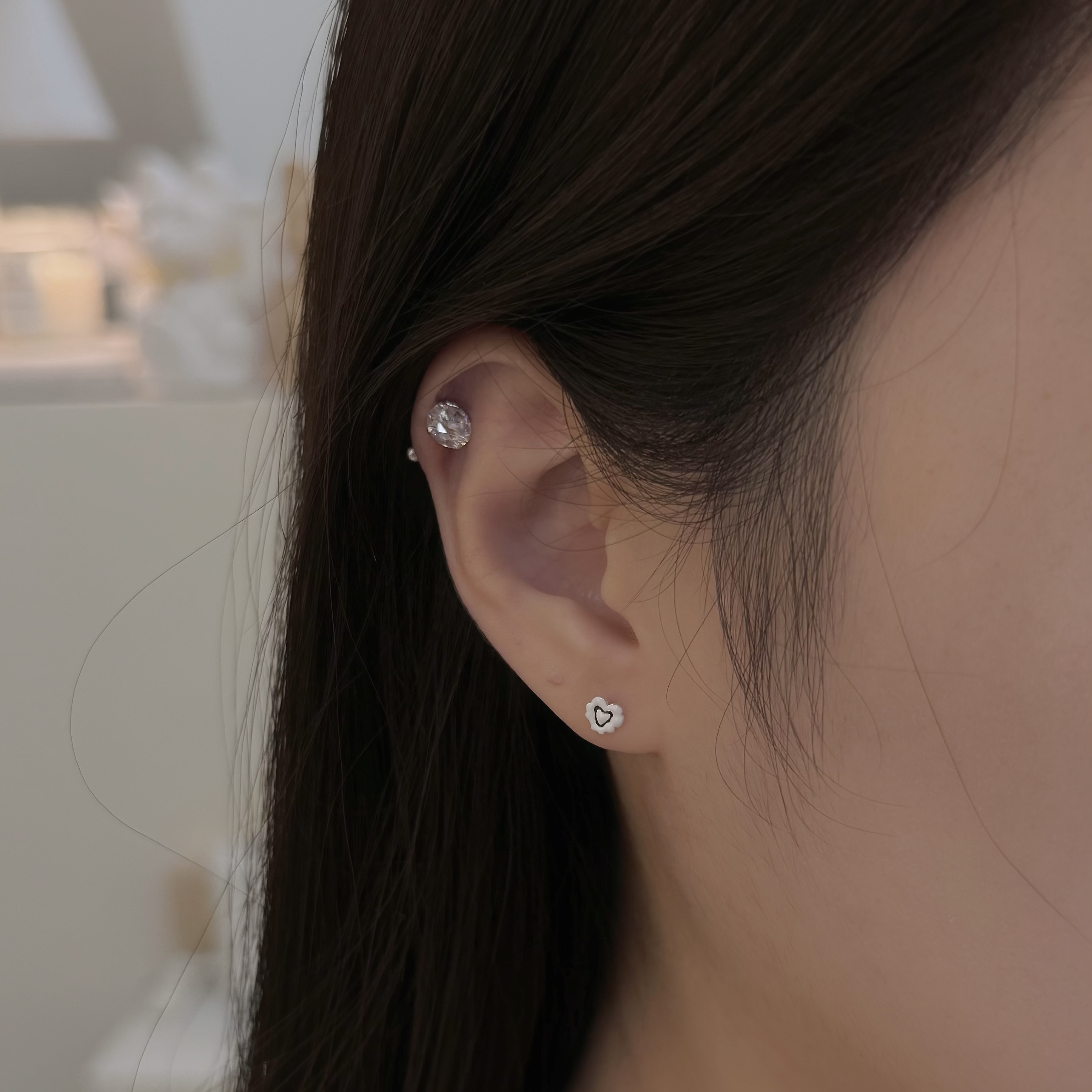 Y271烤漆波浪邊愛心純銀鎖針