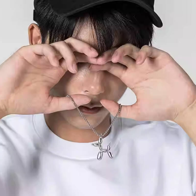 王嘉爾同款可愛氣球立體狗狗鈦鋼項鍊