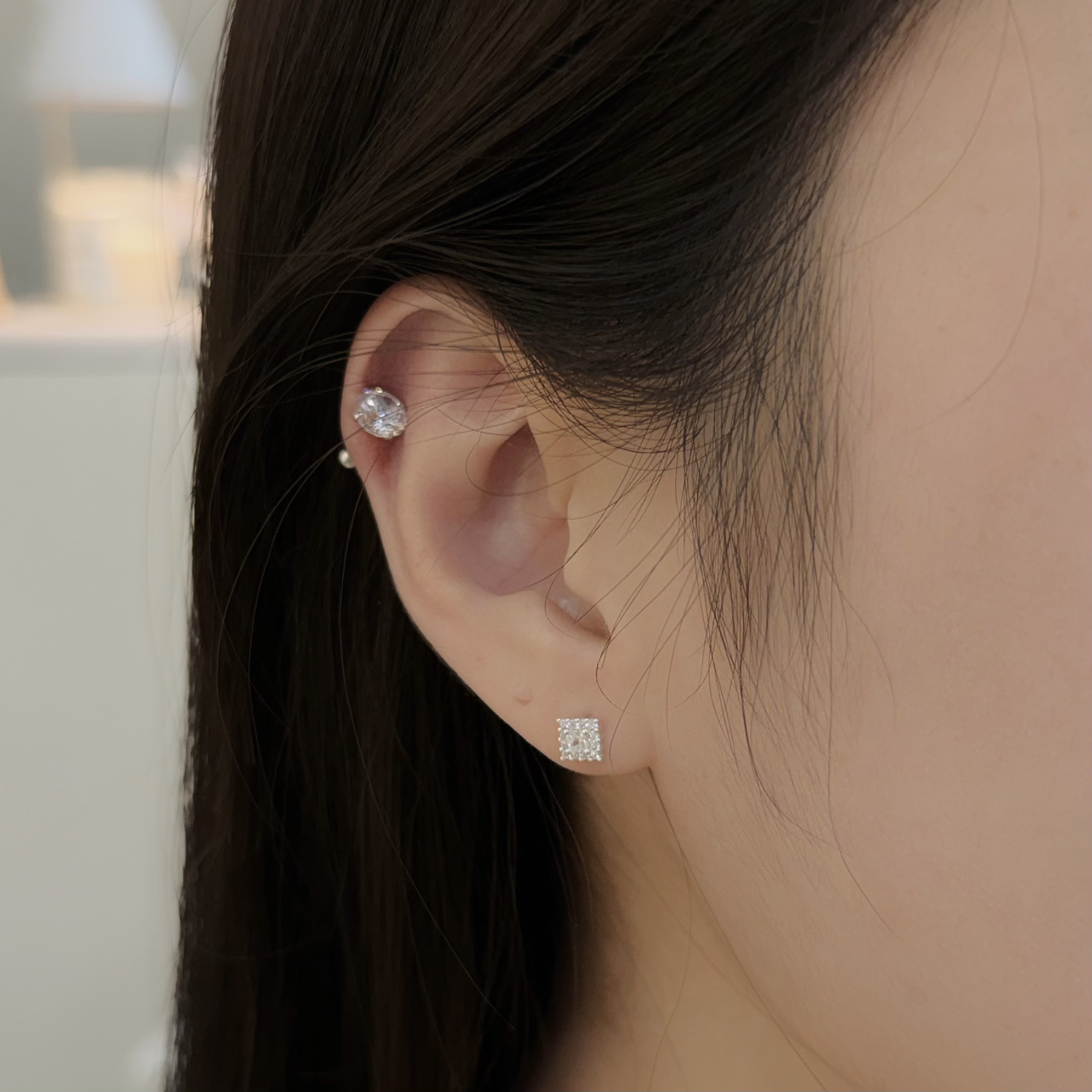 Y195滿鑽方塊純銀鎖針