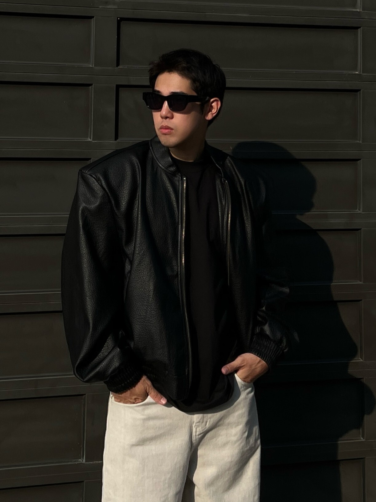 [1atm] 壓紋-騎士皮外套