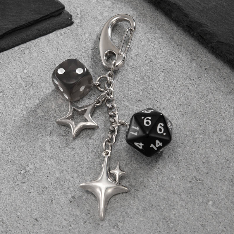 歐美骰子五角星高級鑰匙圈掛飾