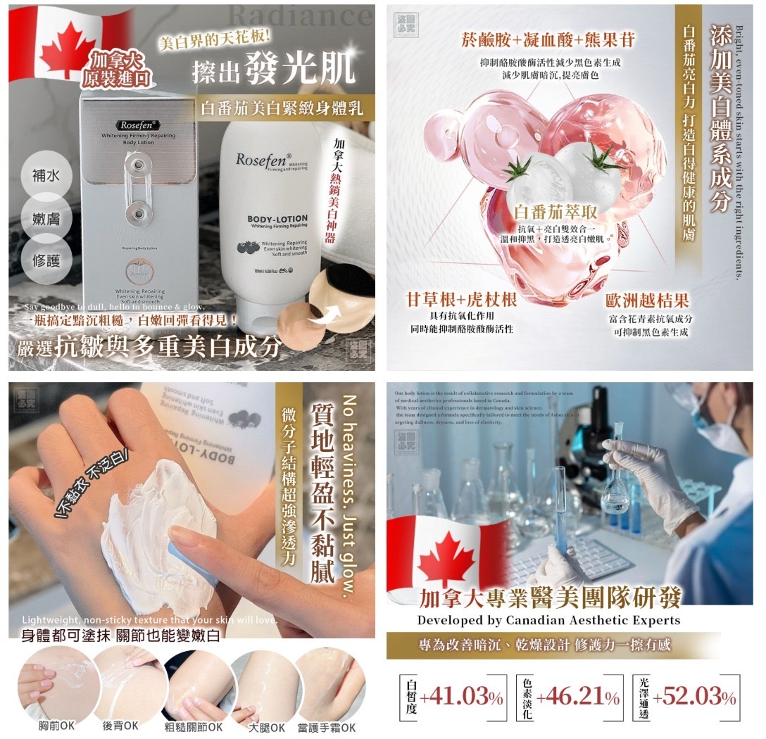 加拿大原裝進口-白番茄美白緊緻修護身體乳