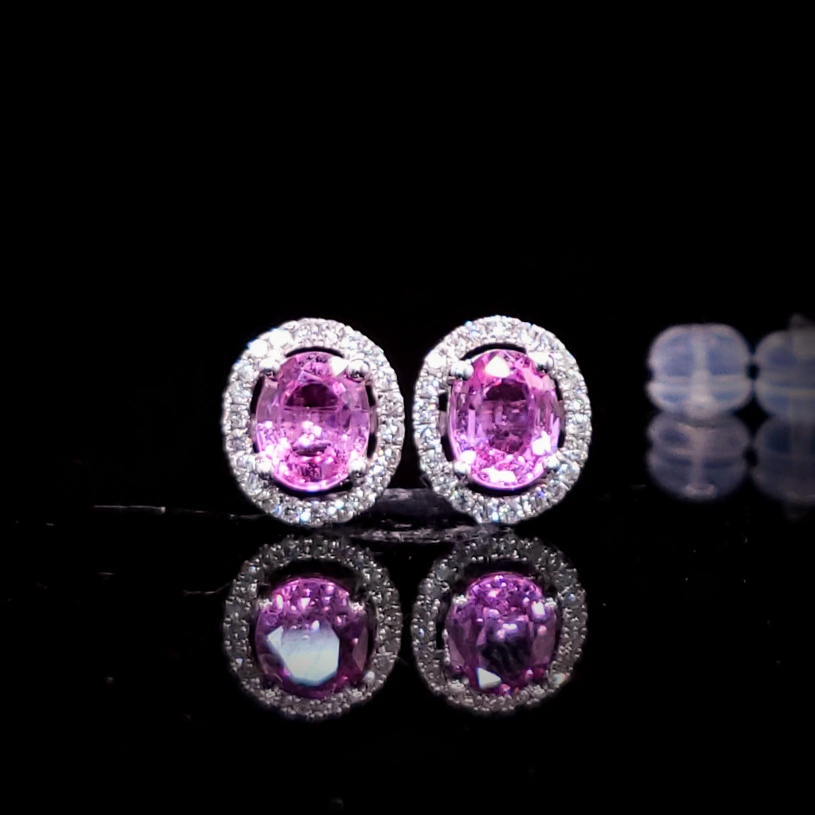 18K White Gold 1.49ct Sapphire and Diamond Earrings