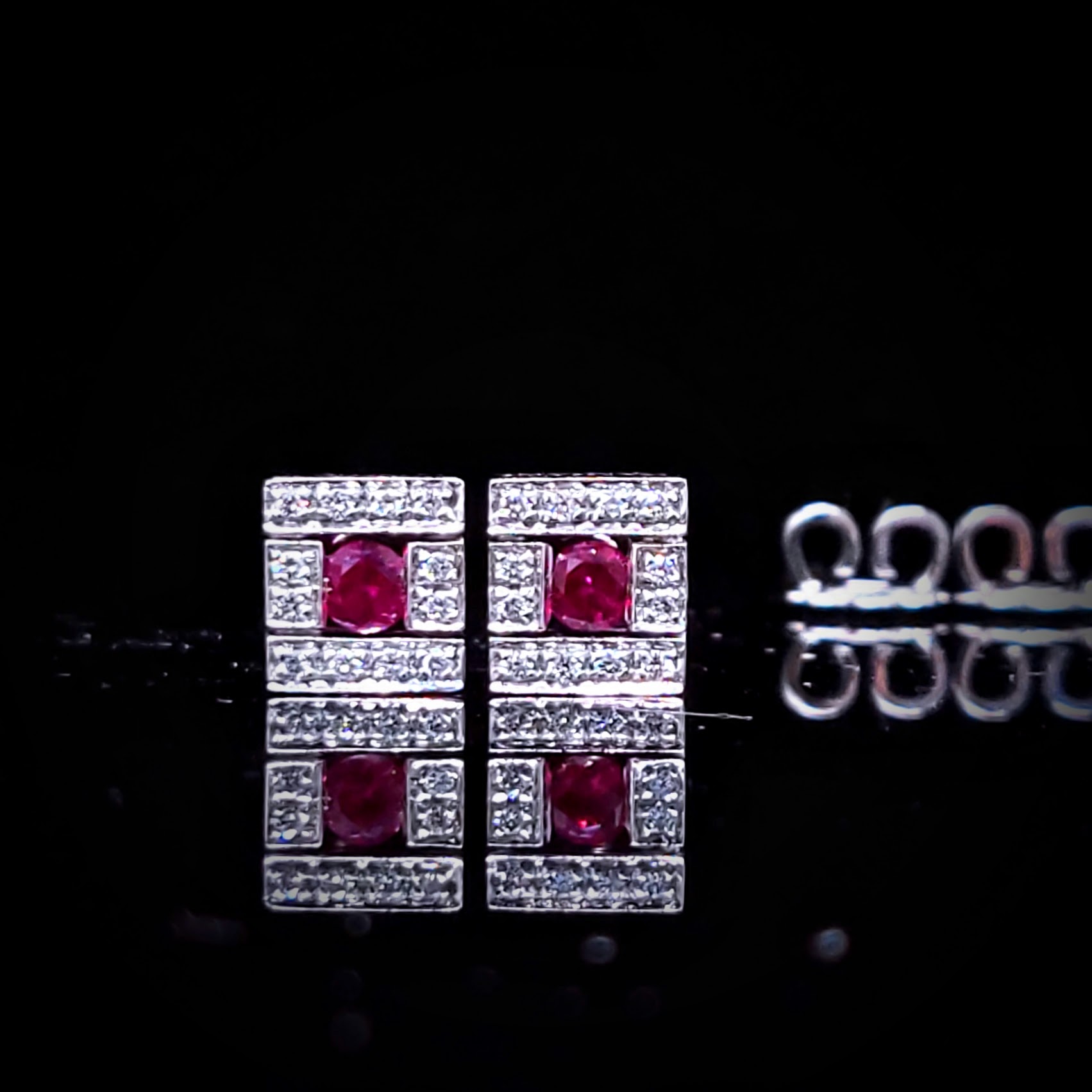 18K White Gold 0.36 Ruby and Diamond Earrings