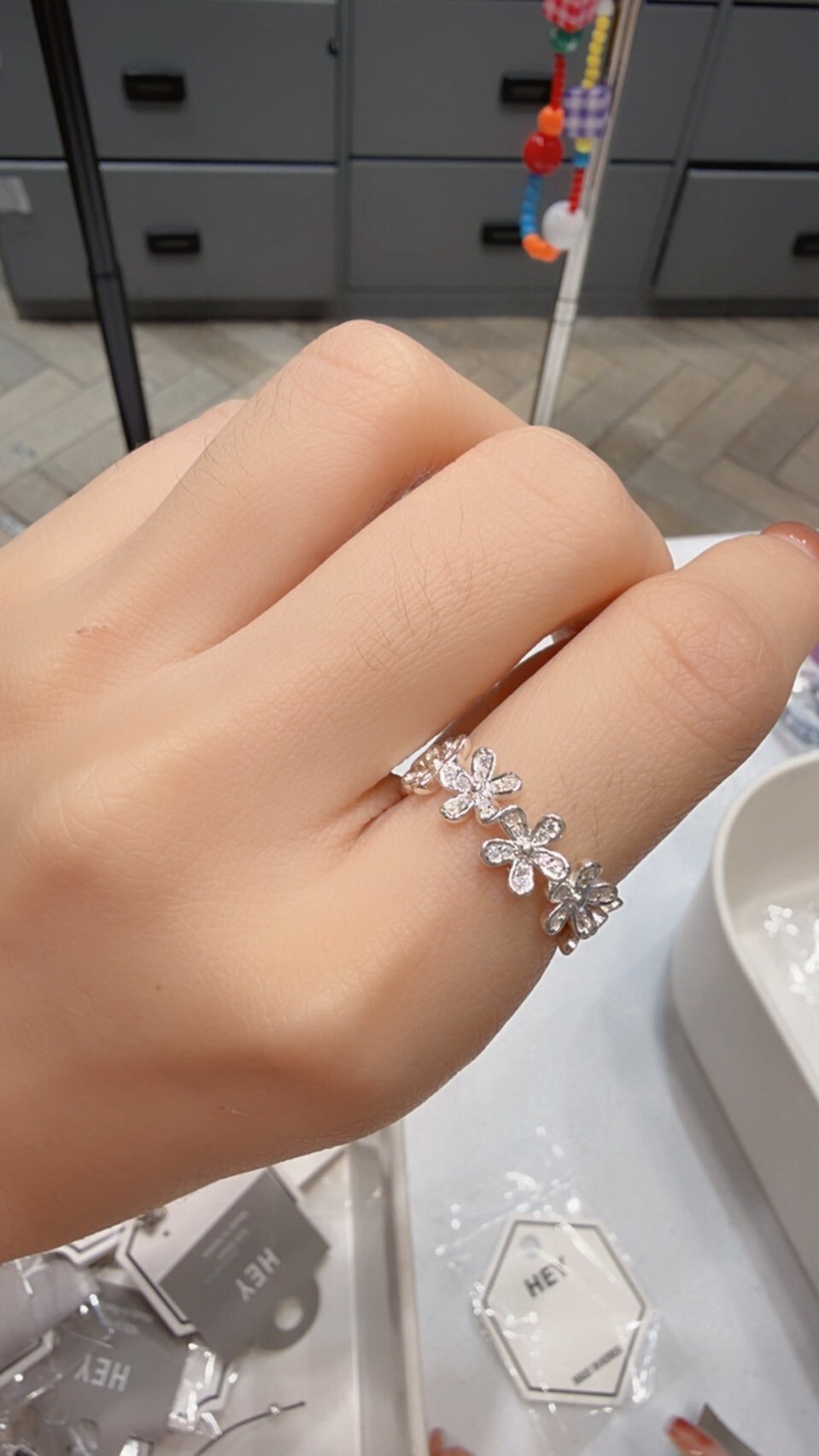 HM5151 ⚪925 滿鑽花花戒指
