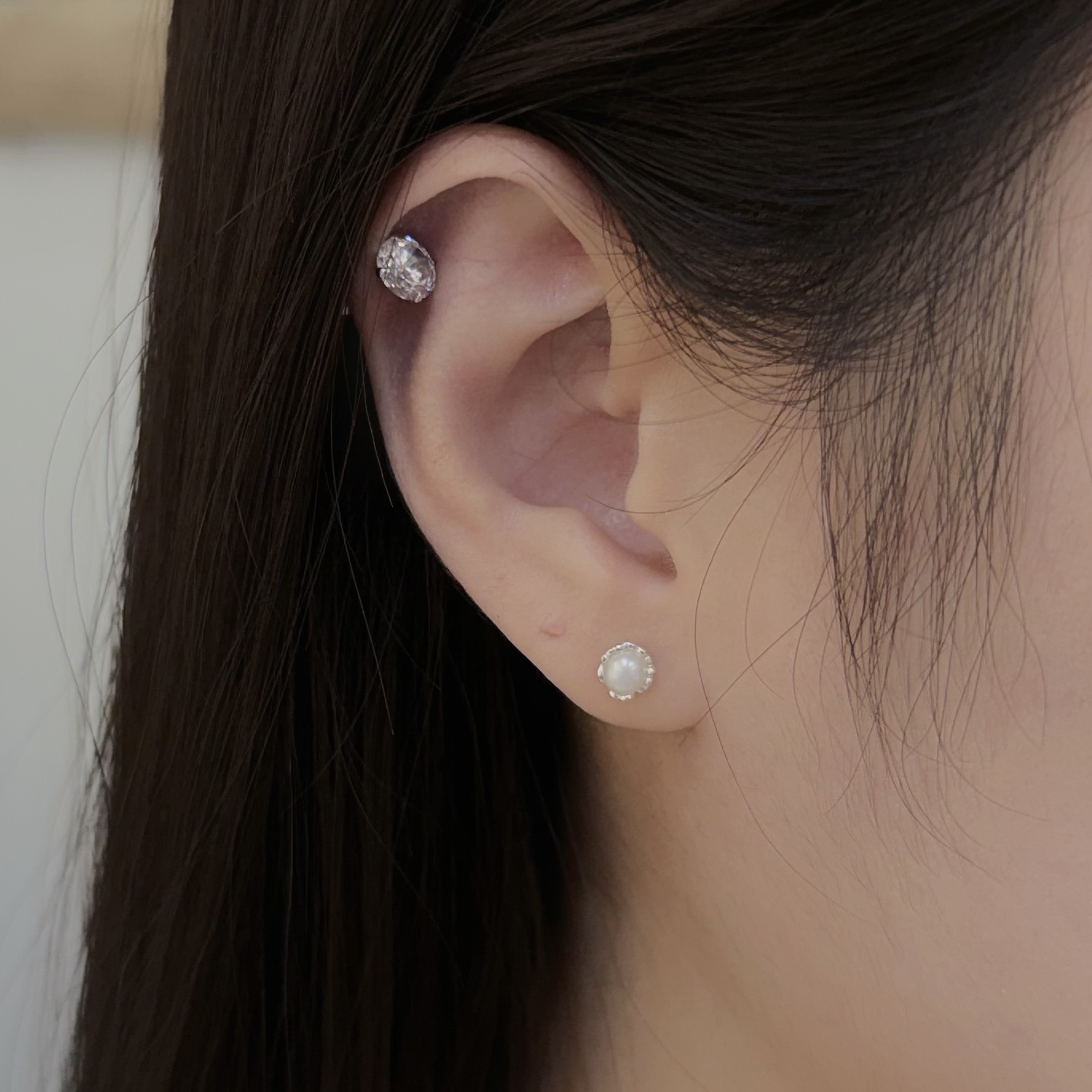 H29珍珠花邊純銀鎖針