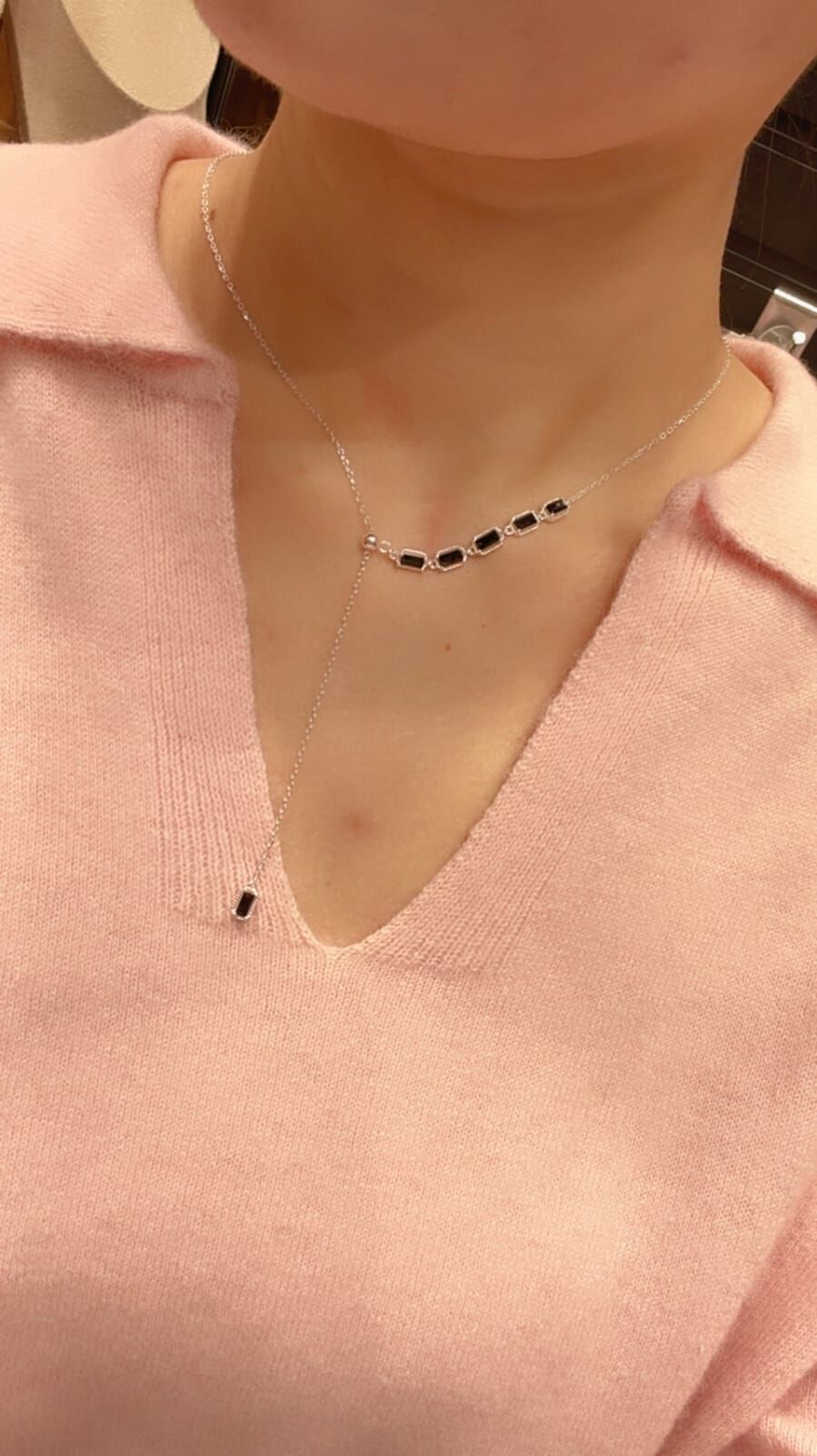 HM5154 ⚪925 黑瑪瑙調節項鍊