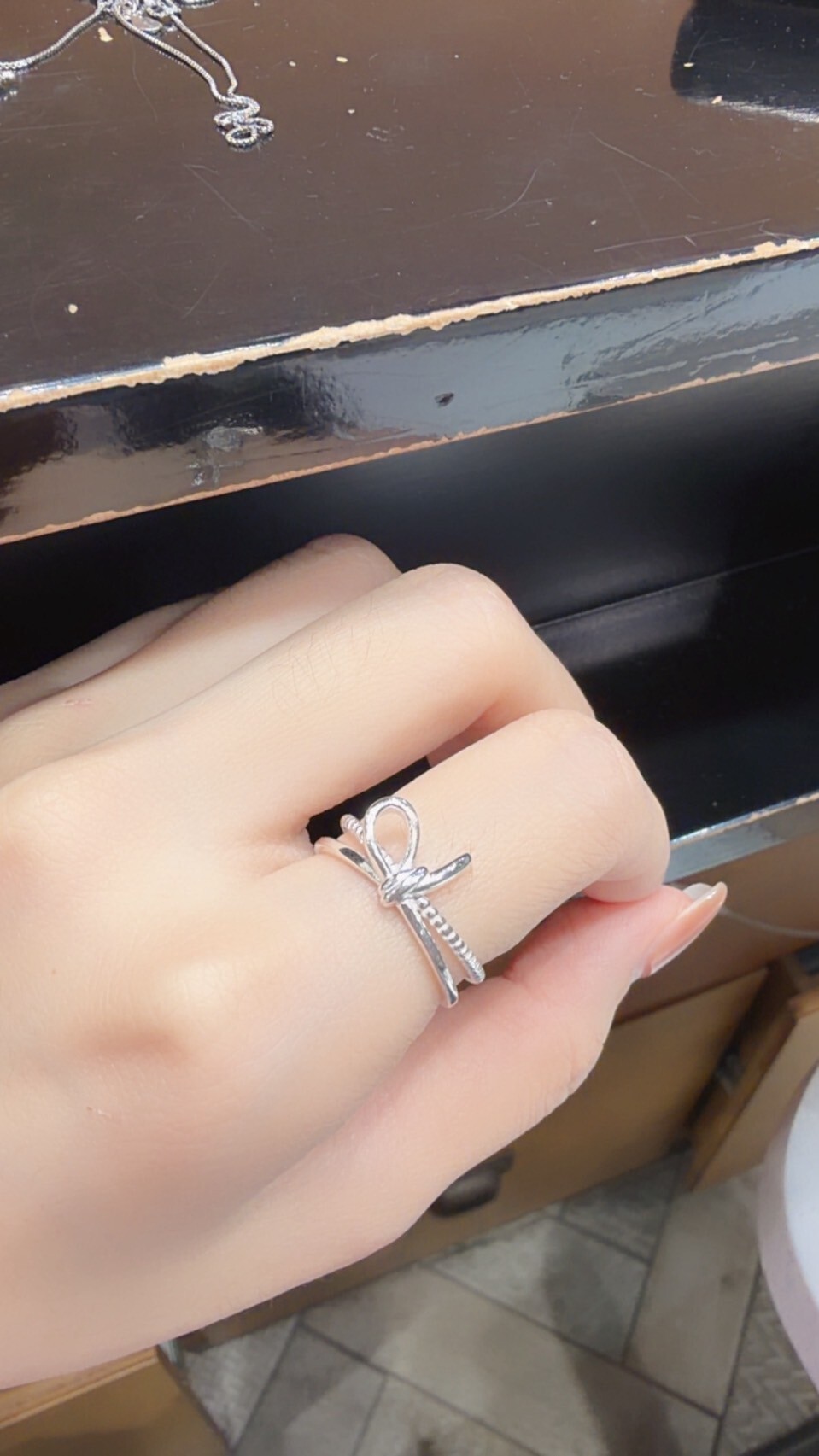 HM5157 ⚪925銀 蝴蝶綁繩纏繞戒指