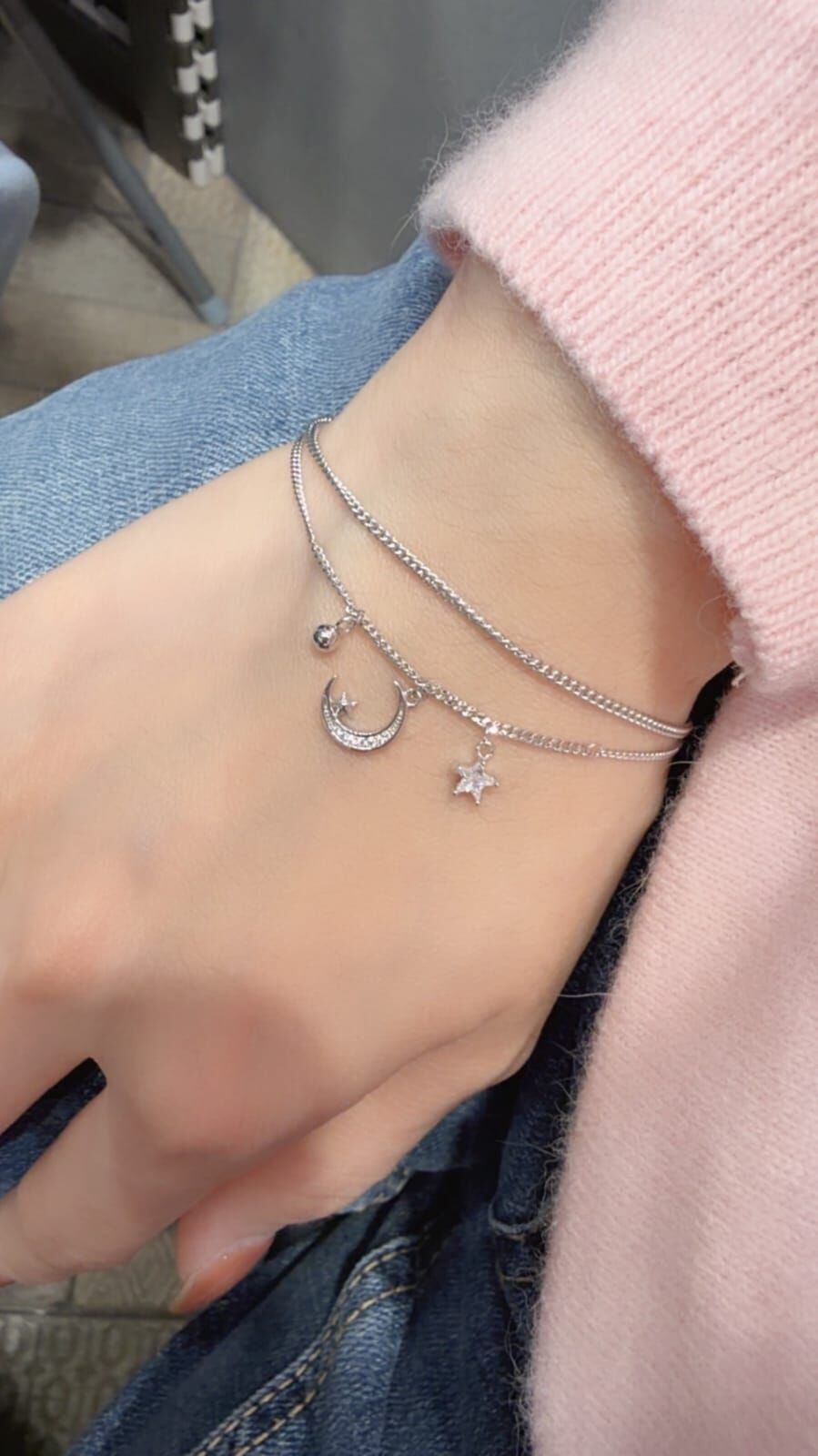 HM5163 ⚪925 雙練星月手鍊