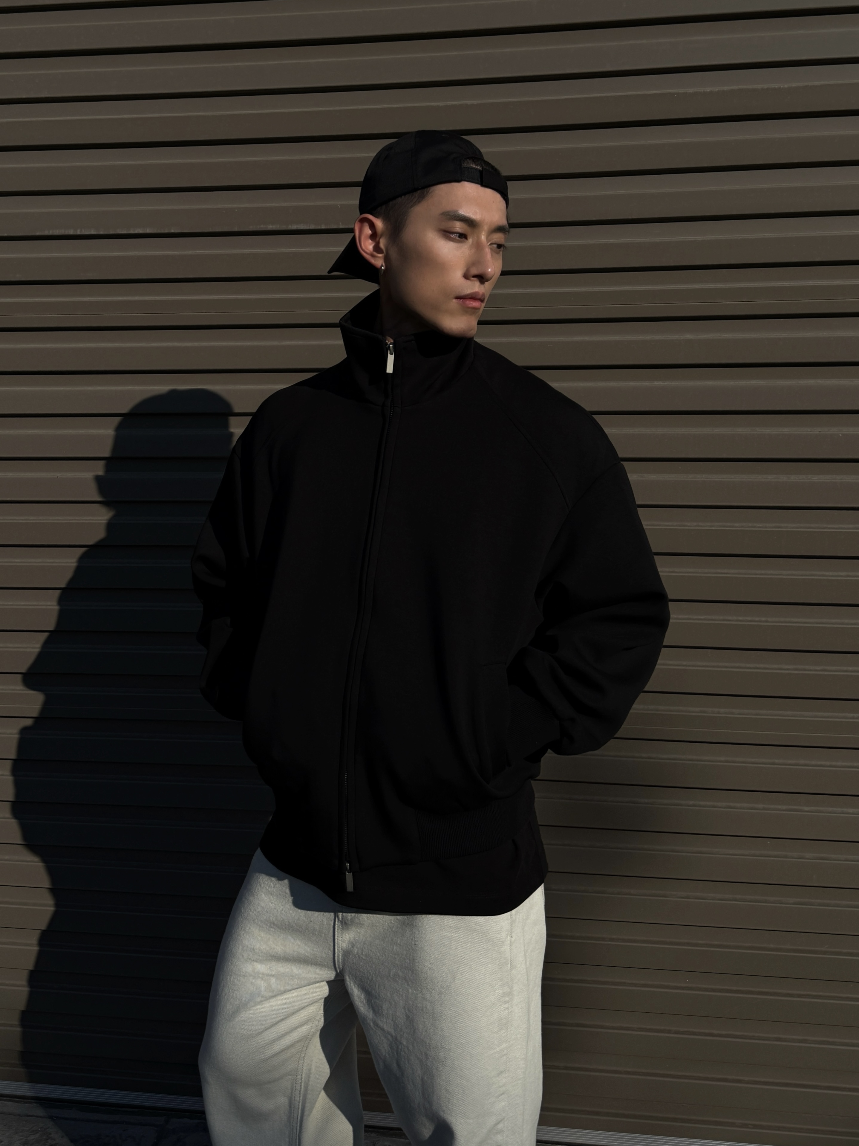 [1atm] 立領-高磅插肩袖外套