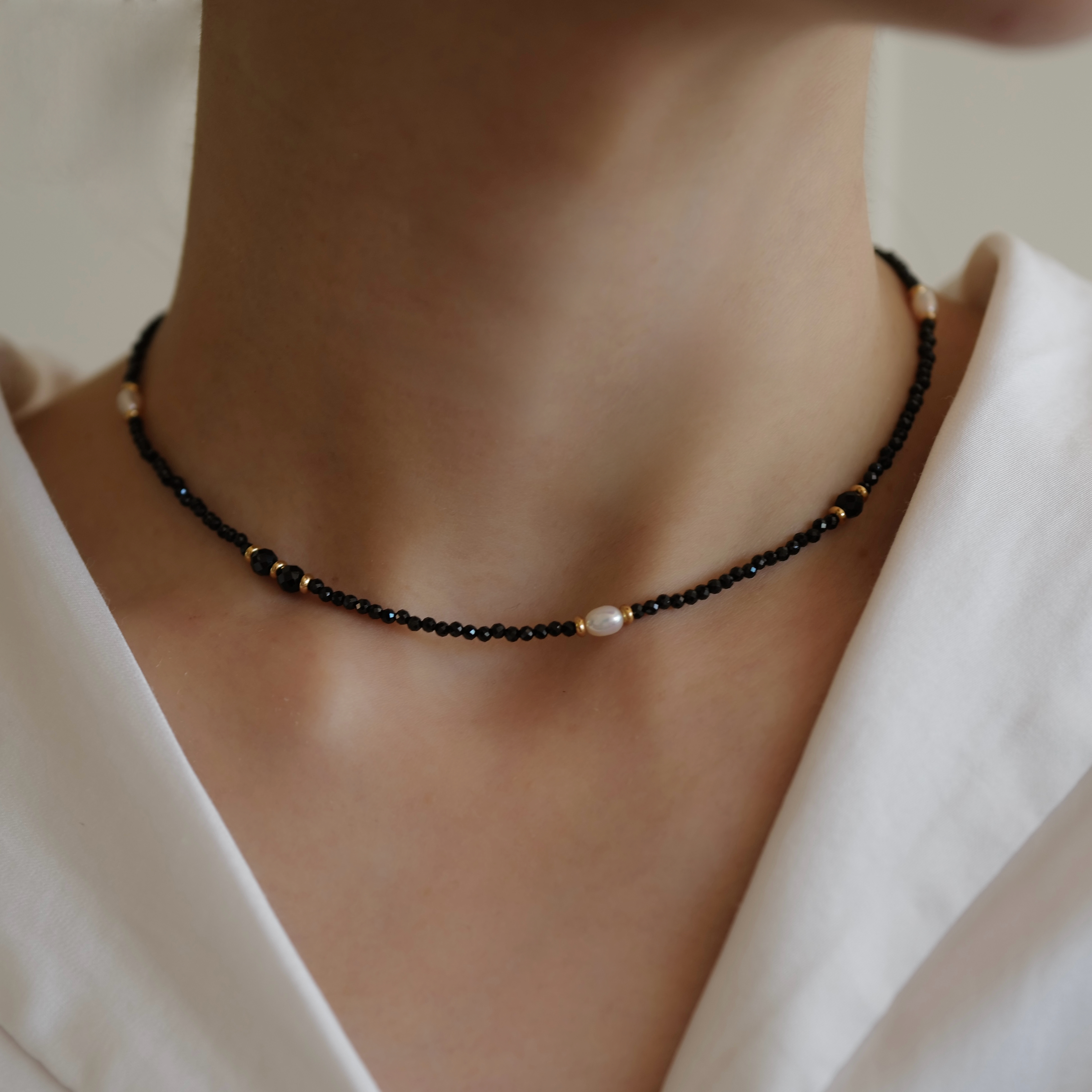 Yoake Light Pearls Necklace｜夜光 黑尖晶珍珠項鏈