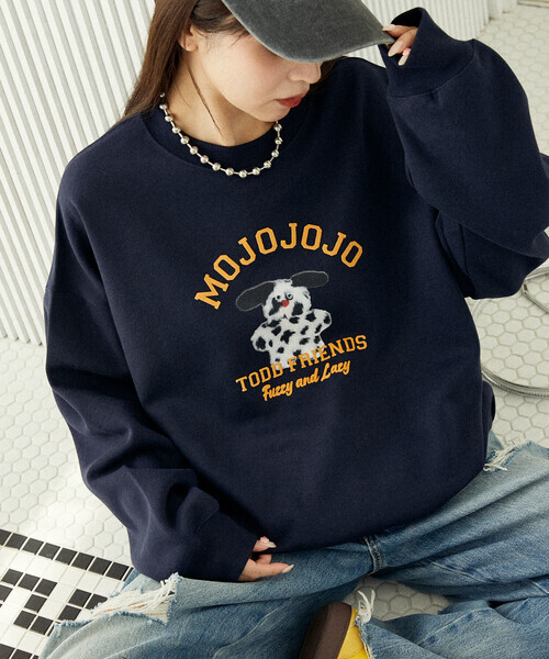 日本🇯🇵連線 PUBLUX x mojojojo 學院風圖案印花長袖衛衣 寬鬆 Oversize 大學T 套頭衫 長袖 3色(任買兩件711免運)/預購 (等待時間會比較久一點)