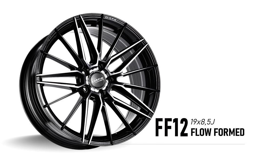 【旋壓輕量鋁圈】DATA CHAMPS WHEELS 19吋 旋壓鋁圈  FF12 黑底車面  5/108 ET40  5/114 ET42  5/112 ET35,42  四入組