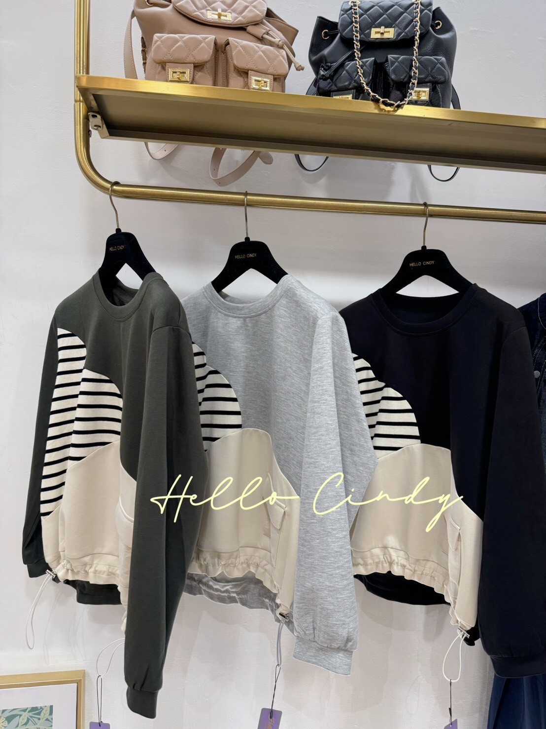 B10108 超顯瘦質感拚接下抽繩設計感上衣