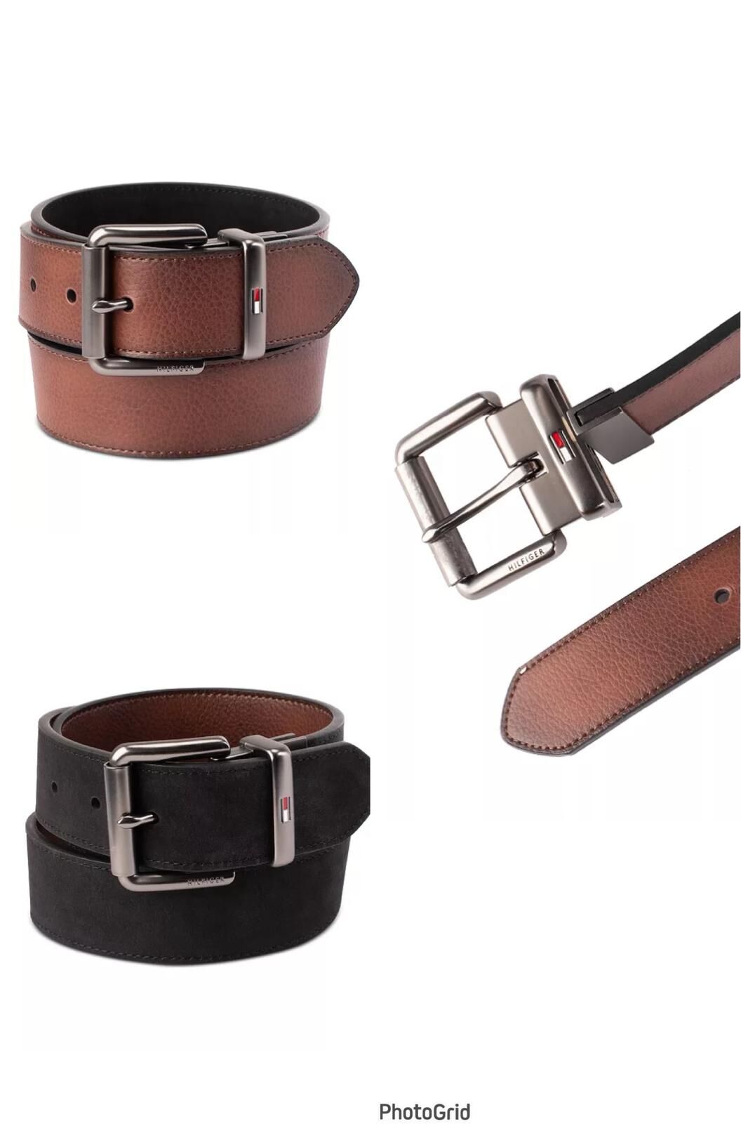 [USW] TOMMY HILFIGER MEN'S TWO-IN-ONE REVERSIBLE CASUAL MATTE AND PEBBLED BELT, 9408783 (UZZ410)