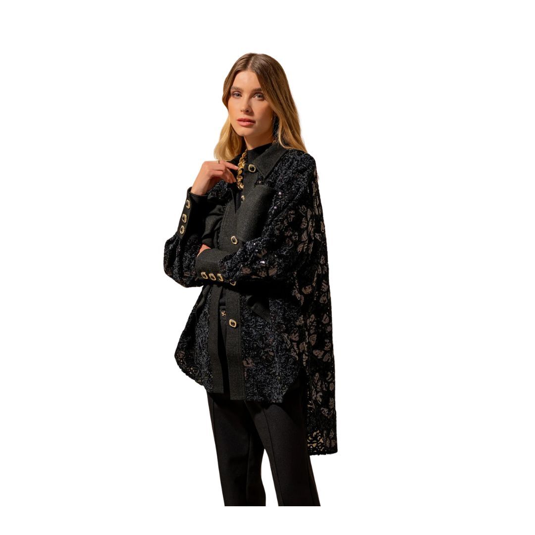 1EA1020-056 EDWARD ACHOUR Blouse Without Bow Black #090628/932 (C-EU-E)