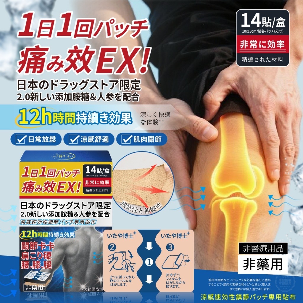 いたや博士  日本藥妝限定痛貼靈EX人蔘速效舒緩貼布