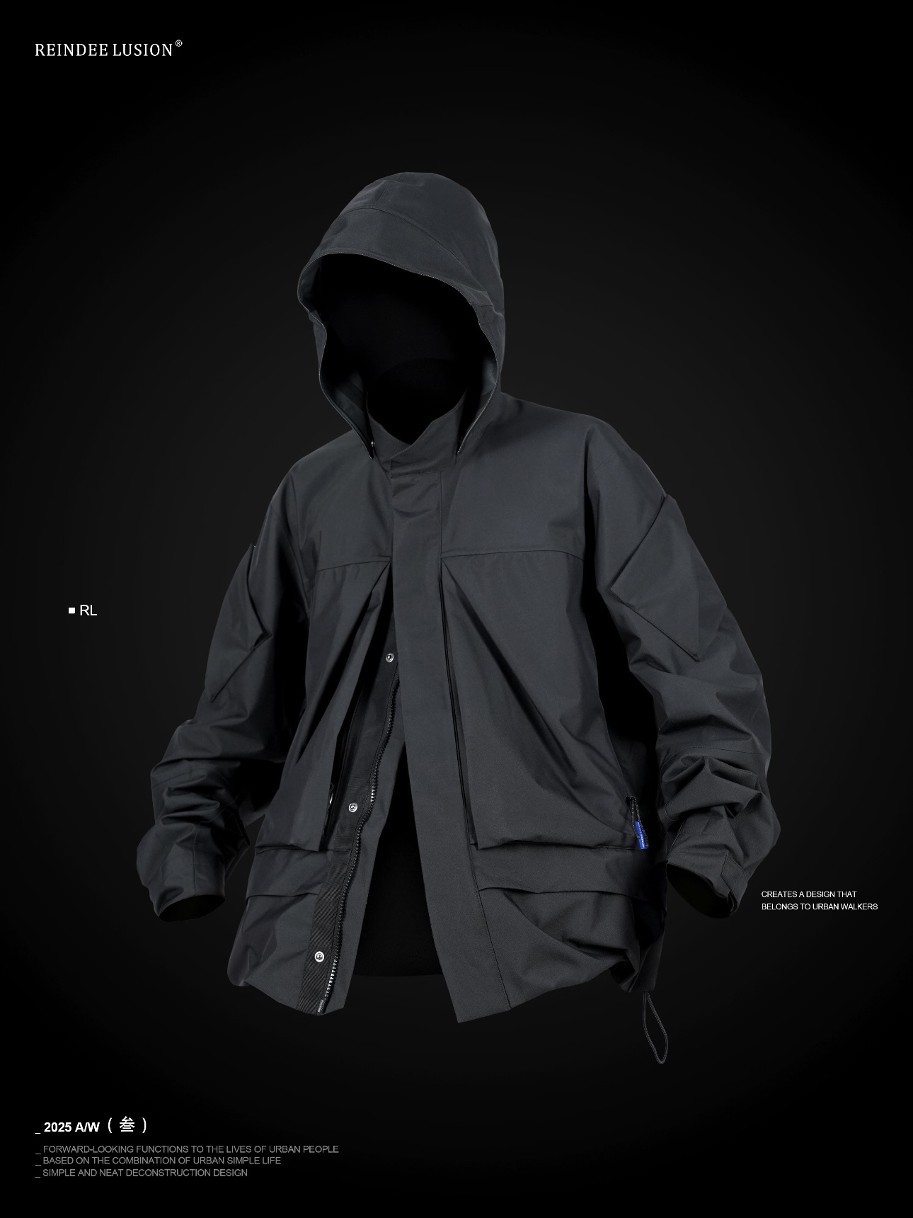 RL | REINDEE LUSION 機能多袋DERMIZAX 3L可拆帽立領短版衝鋒衣