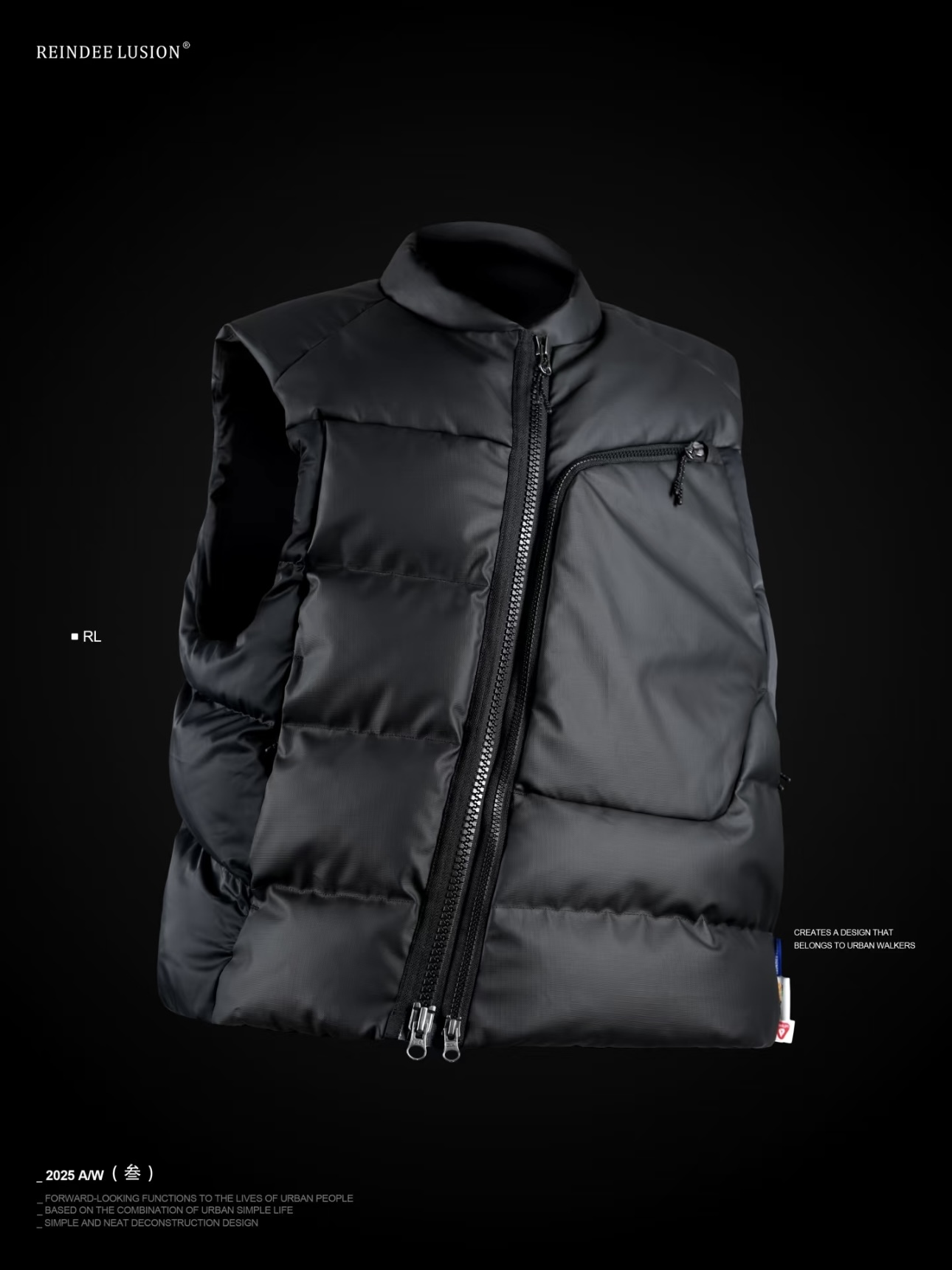 RL | REINDEE LUSION 斜裁重磅禦寒Primaloft金標棉防水絎線馬甲