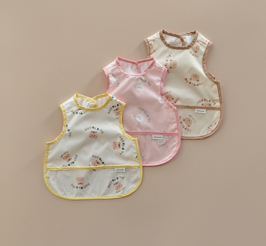 25F/W DTD Happy萌趣圓圓臉系列-防水輔食罩衣(無袖)