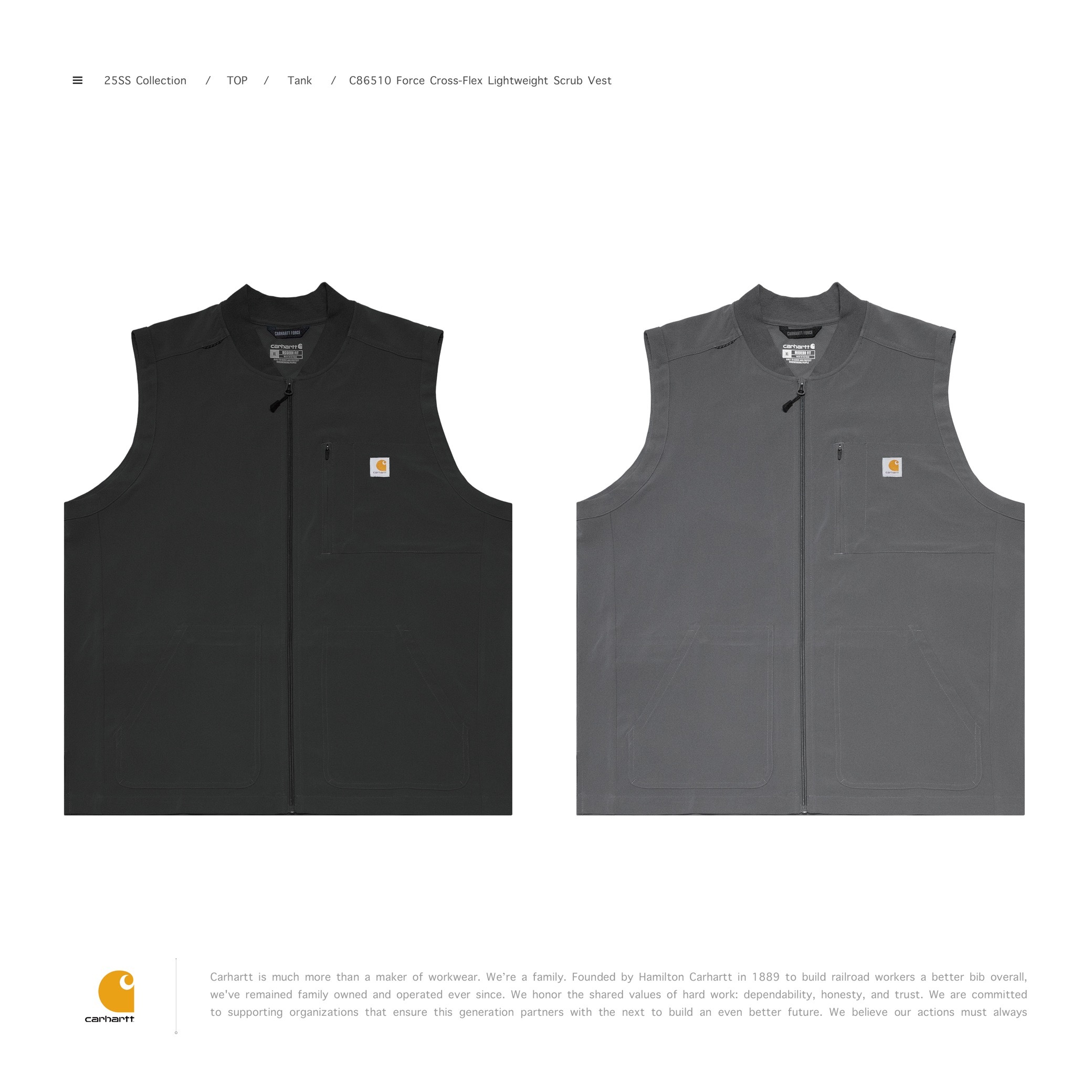 [ 預約販売 ] Carhartt® Style #C86510 Force Cross-Flex Lightweight Scrub Vest