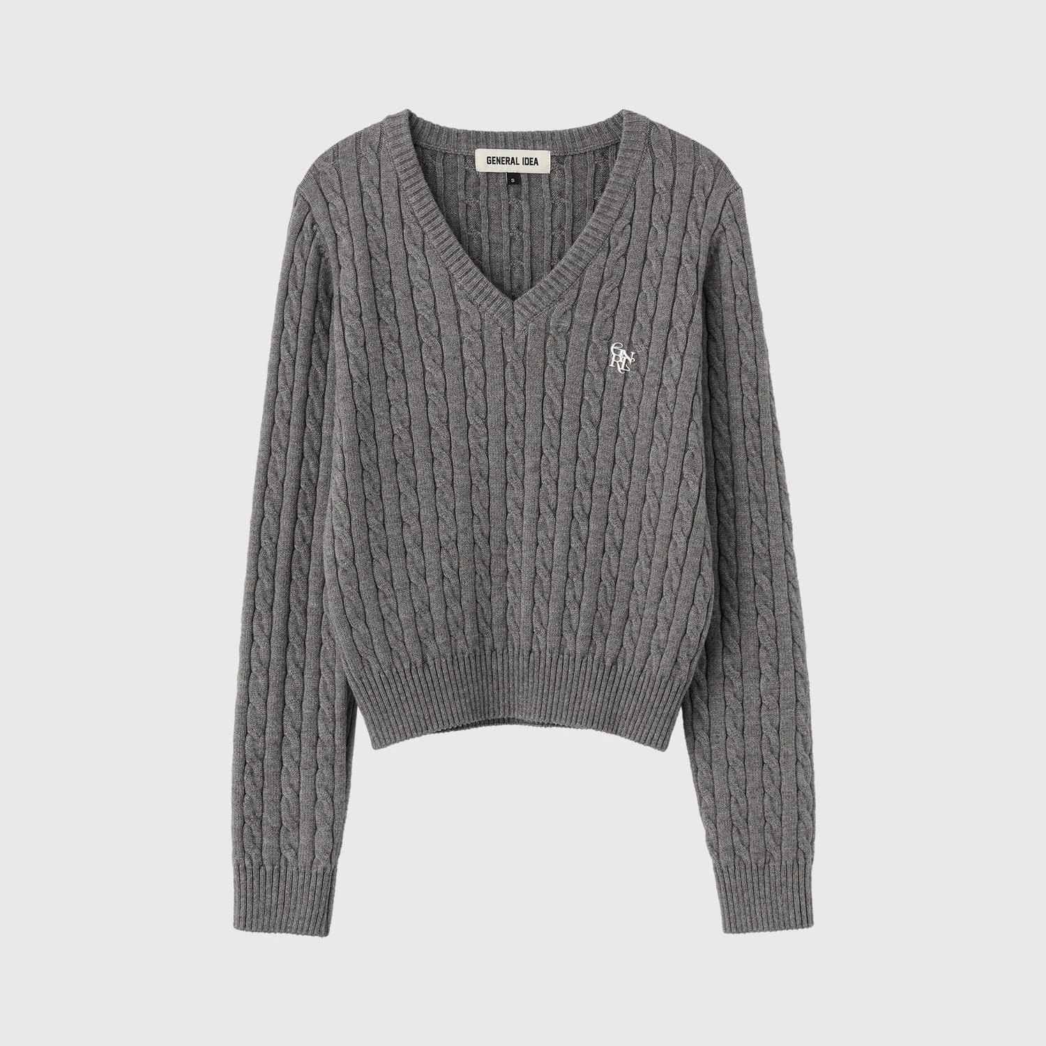 [GENERAL IDEA] WOOL CABLE V-NECK PULLOVER