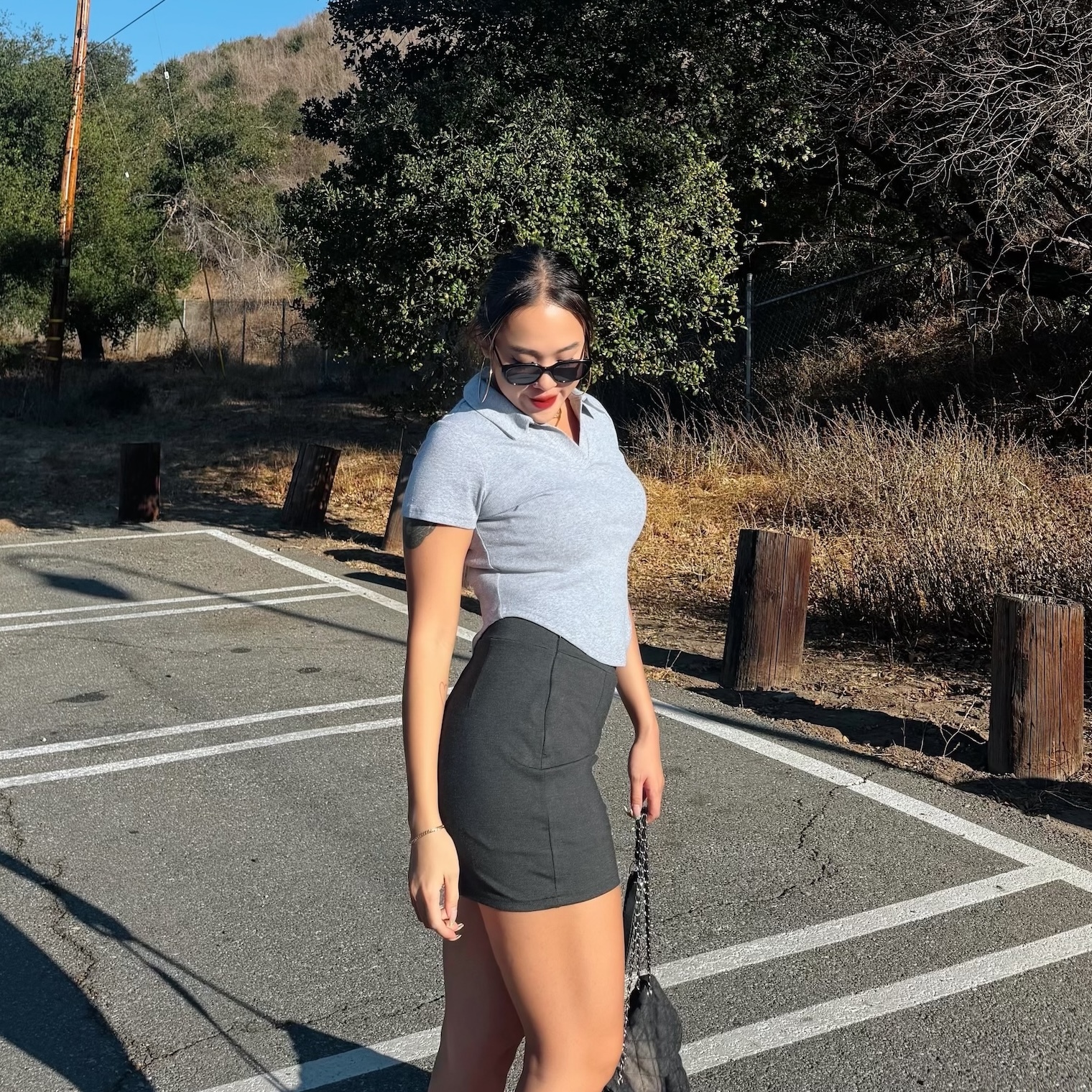 美式深灰西裝裙