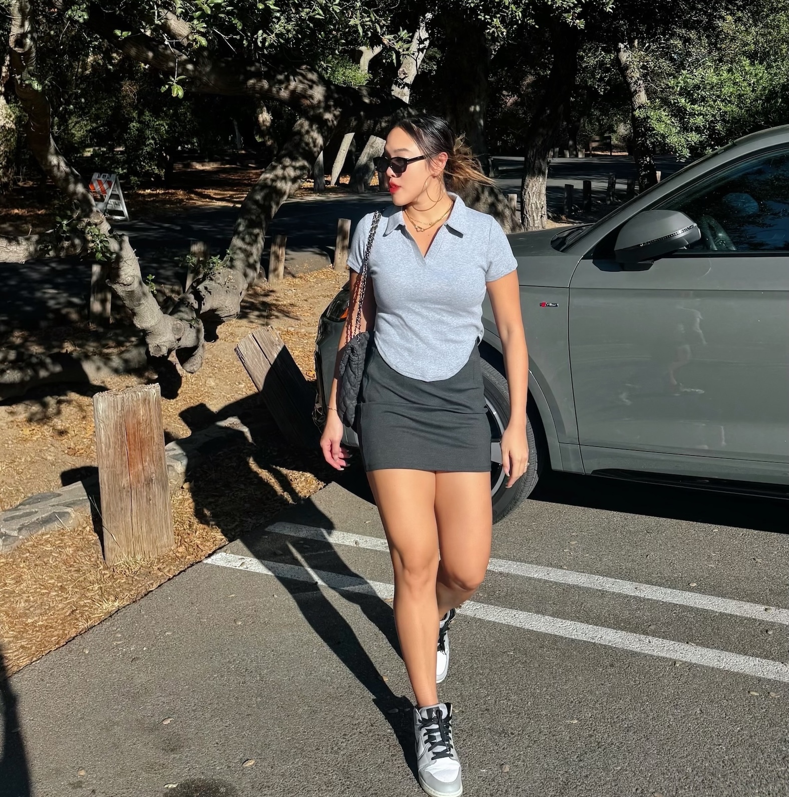 美式深灰西裝裙