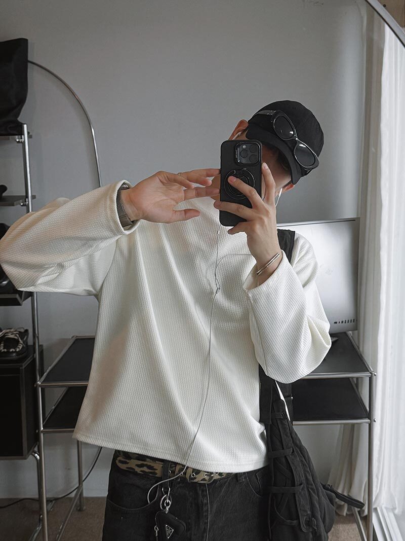 雙層華夫格短款T恤