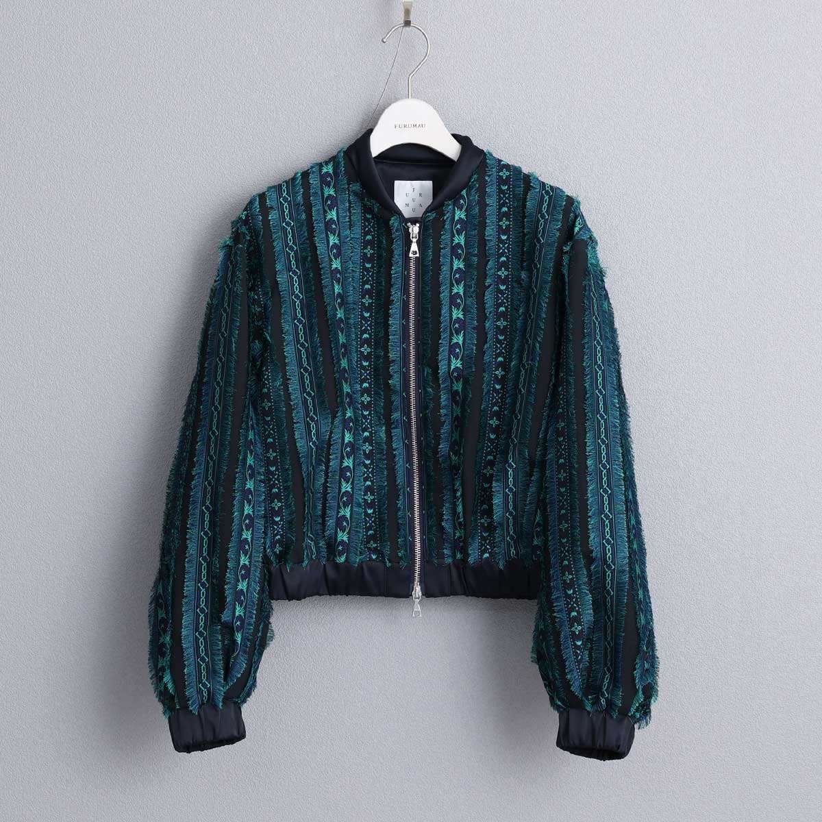 提花布設計飛行外套（綠）