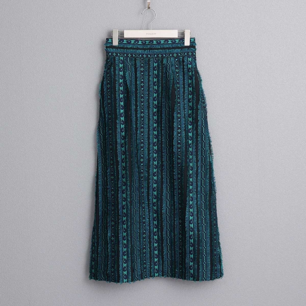 提花布優雅A字裙（綠）