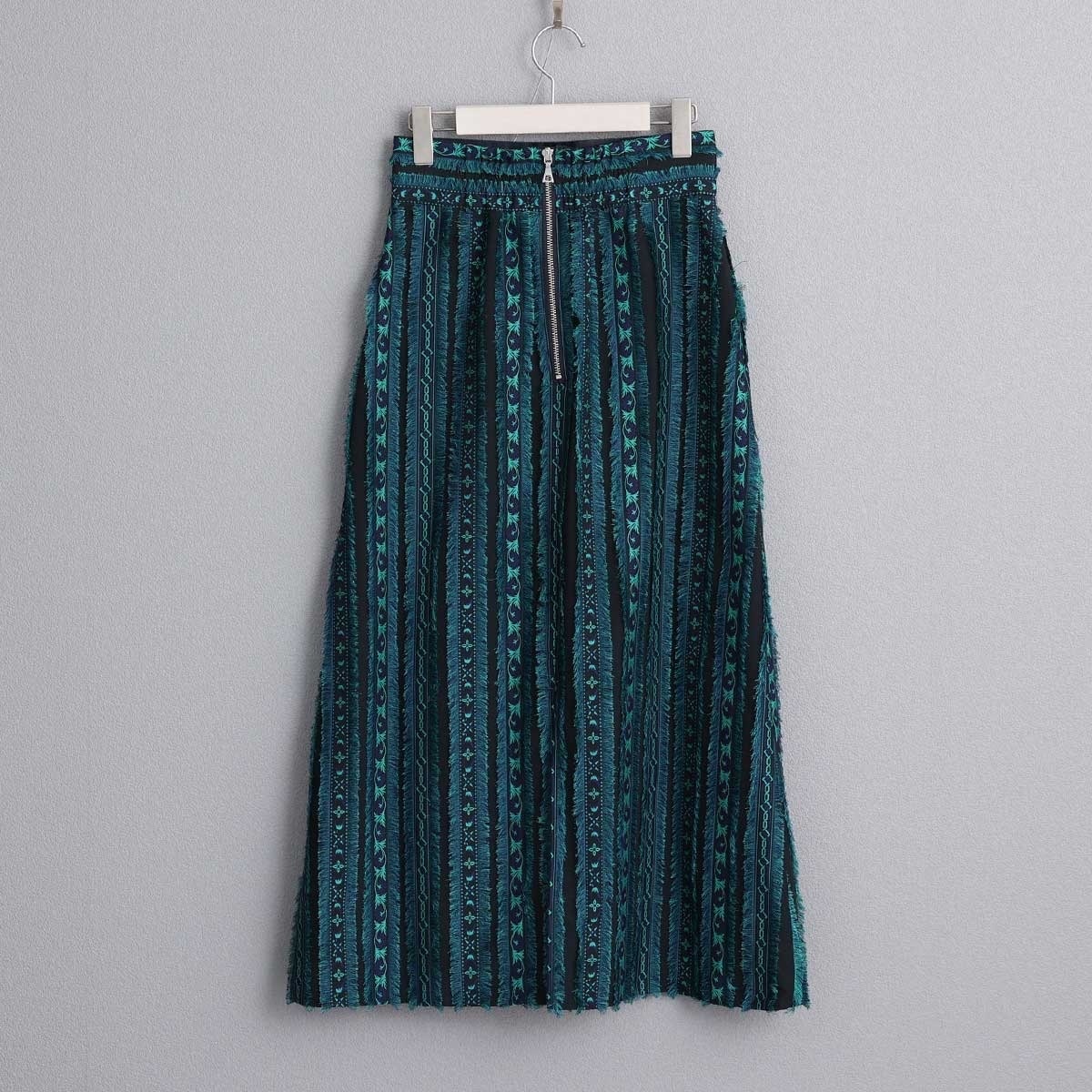 提花布優雅A字裙（綠）