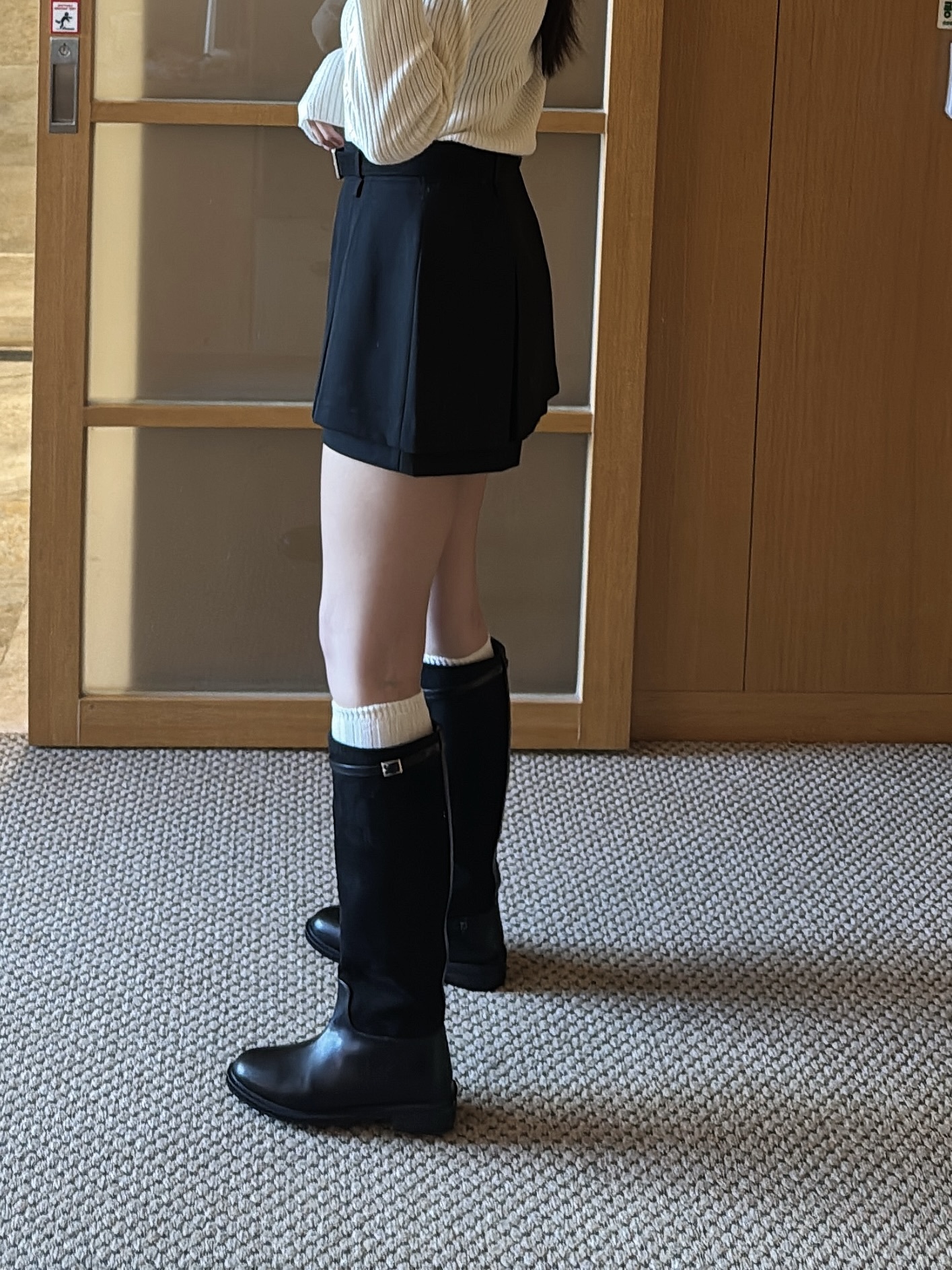 P19 拼接皮革長靴