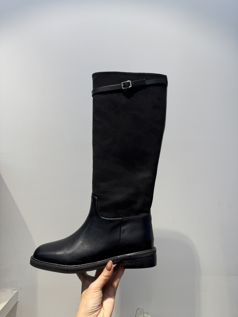 P19 拼接皮革長靴