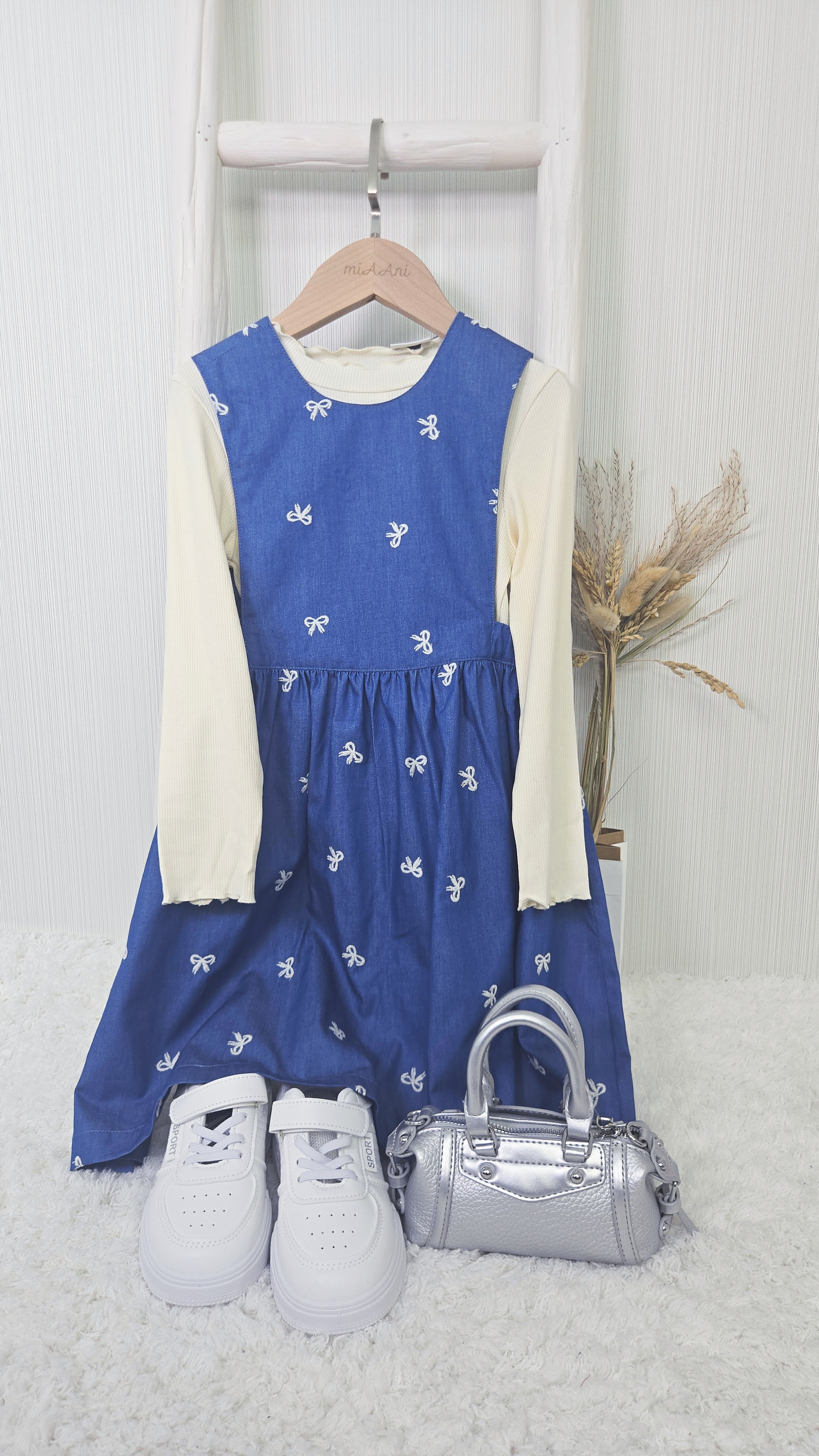 Kesha 牛仔純棉車花背心裙