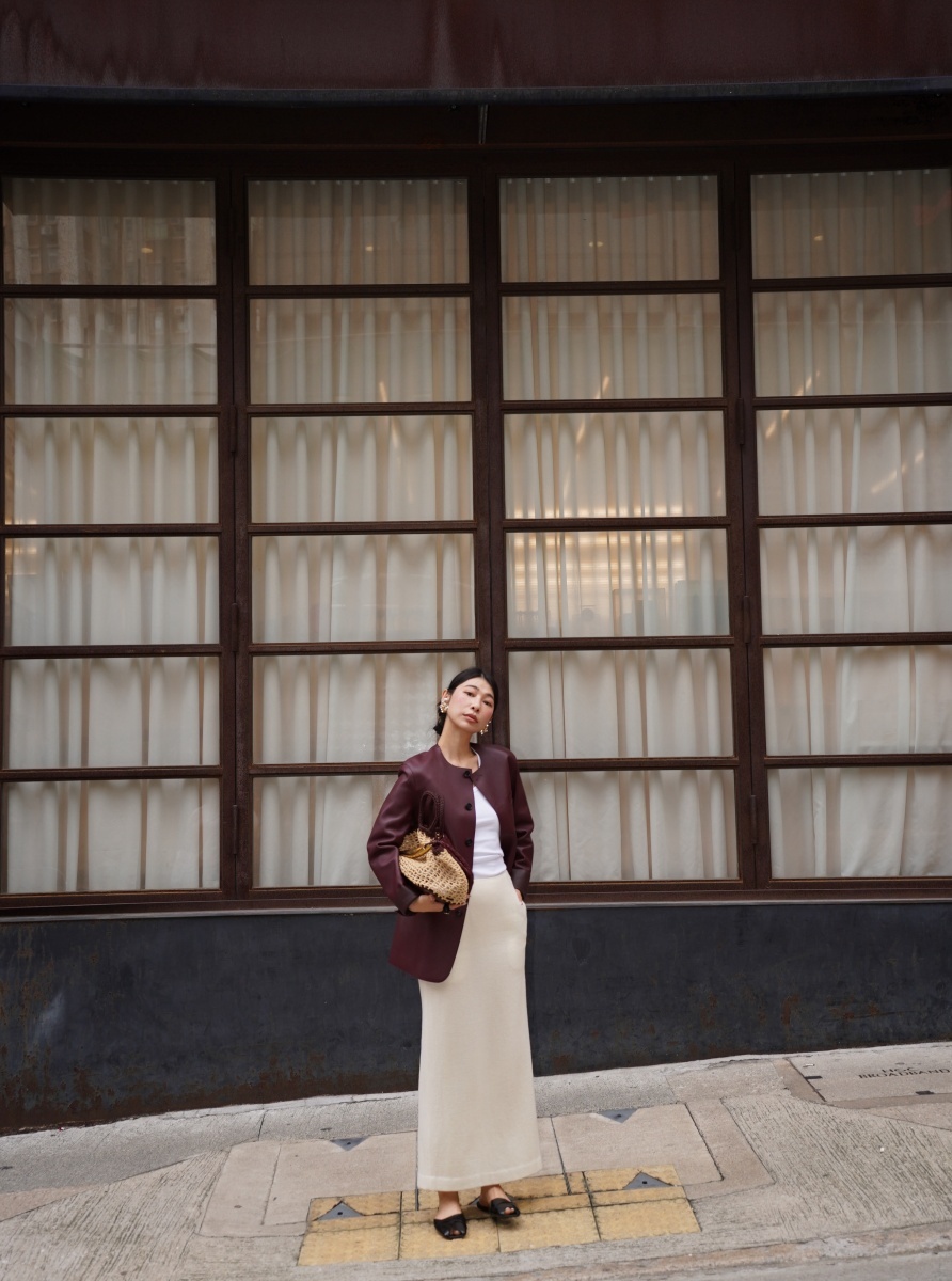 HANAA 新款羊毛後開叉直筒半身裙