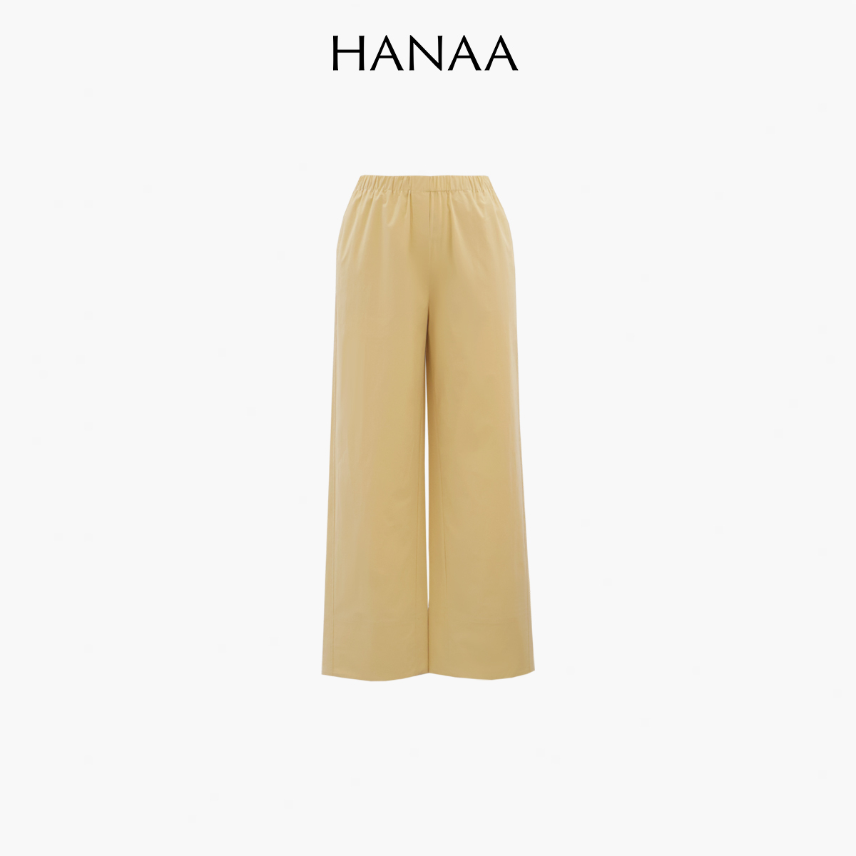 HANAA 新款棉質鬆緊腰休閒寬腿褲