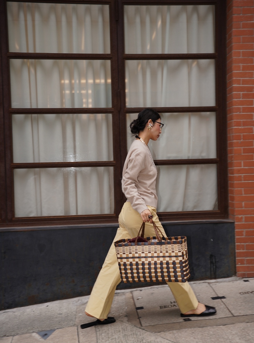 HANAA 新款棉質鬆緊腰休閒寬腿褲